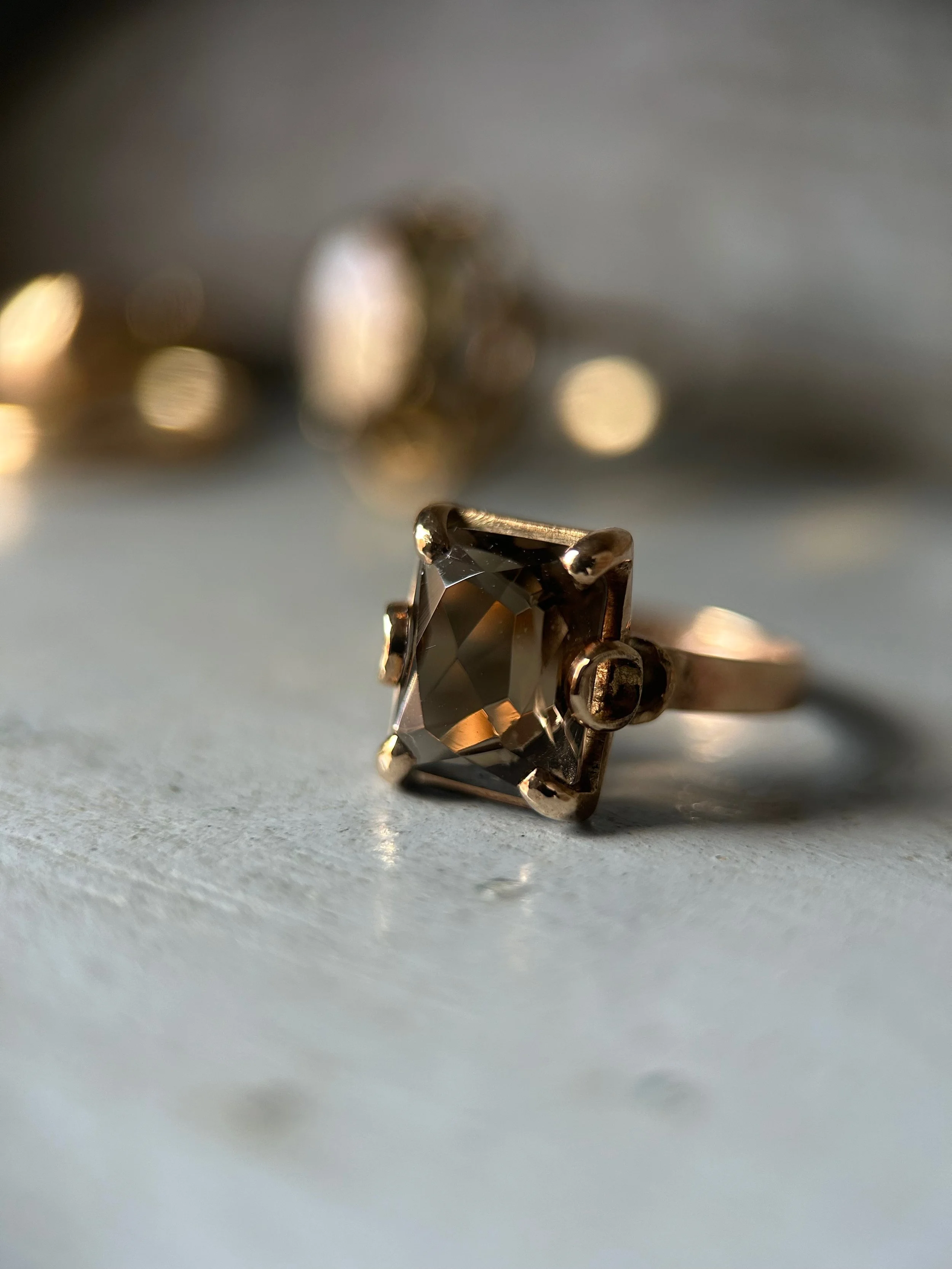 Vintage 9ct Gold Smoky Quartz Ring