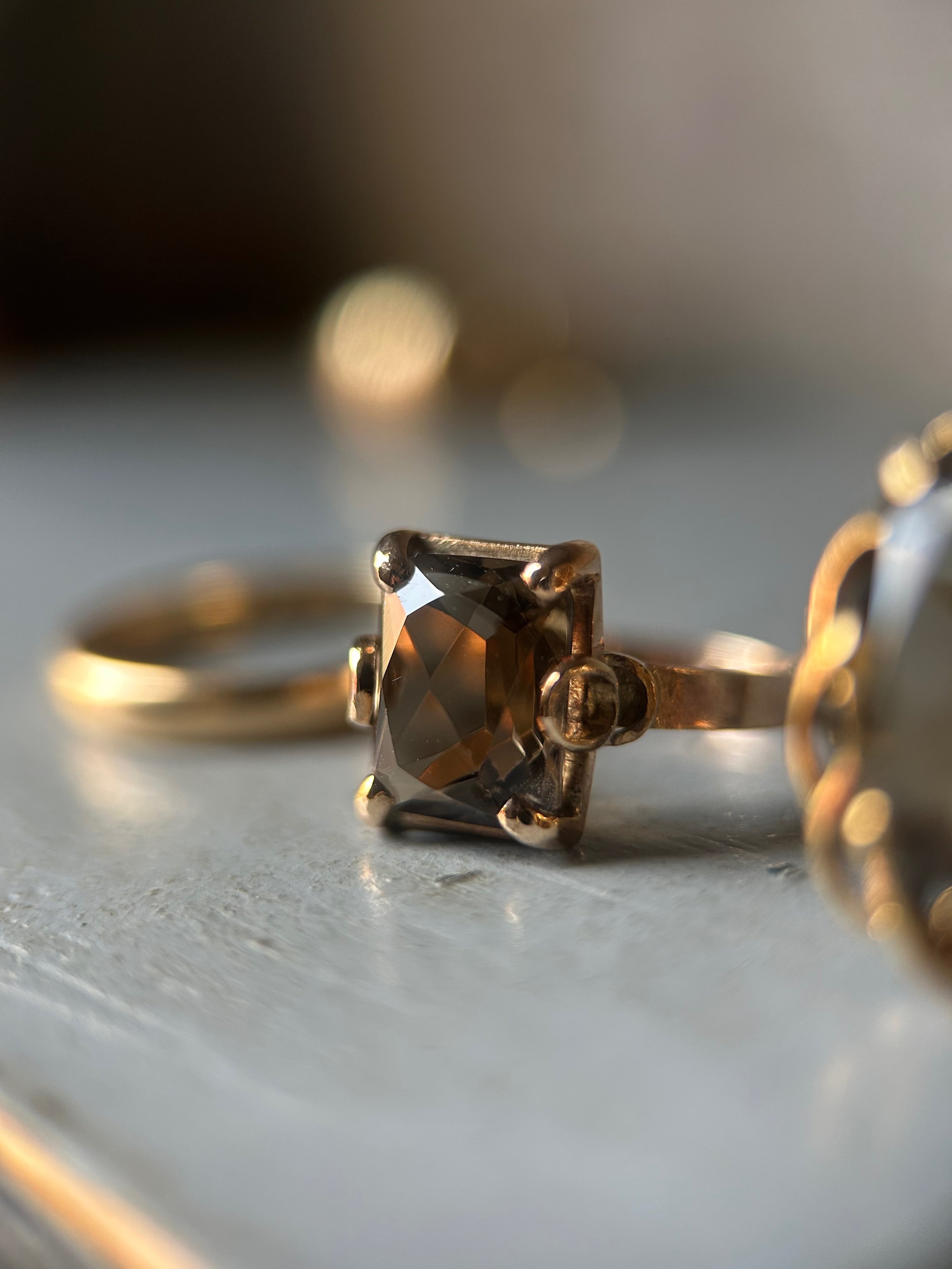 Vintage 9ct Gold Smoky Quartz Ring