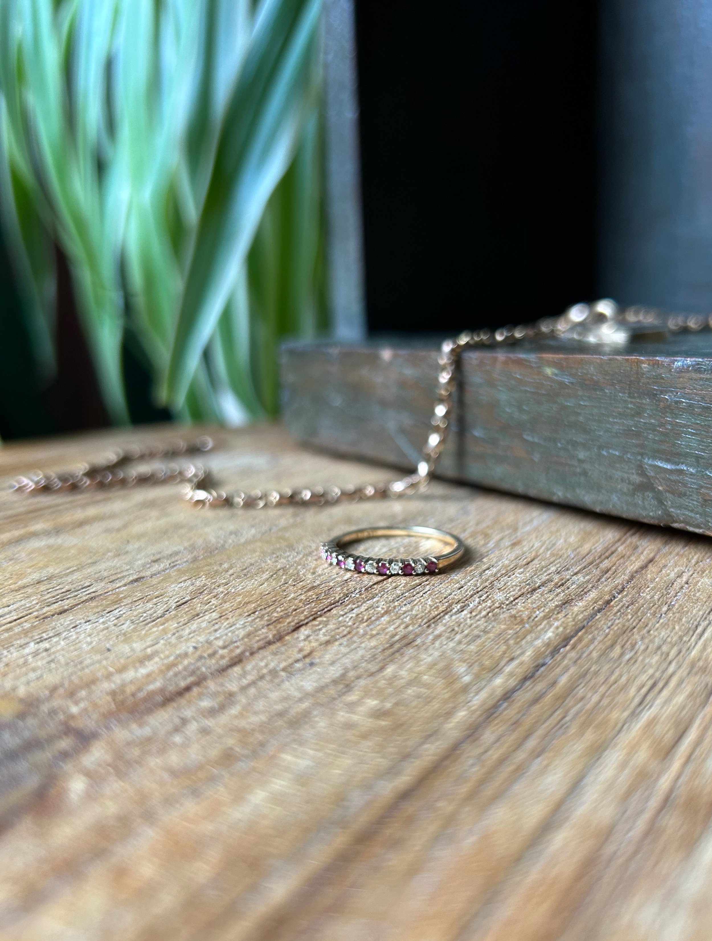 Vintage Ruby & Diamond Half Eternity Ring