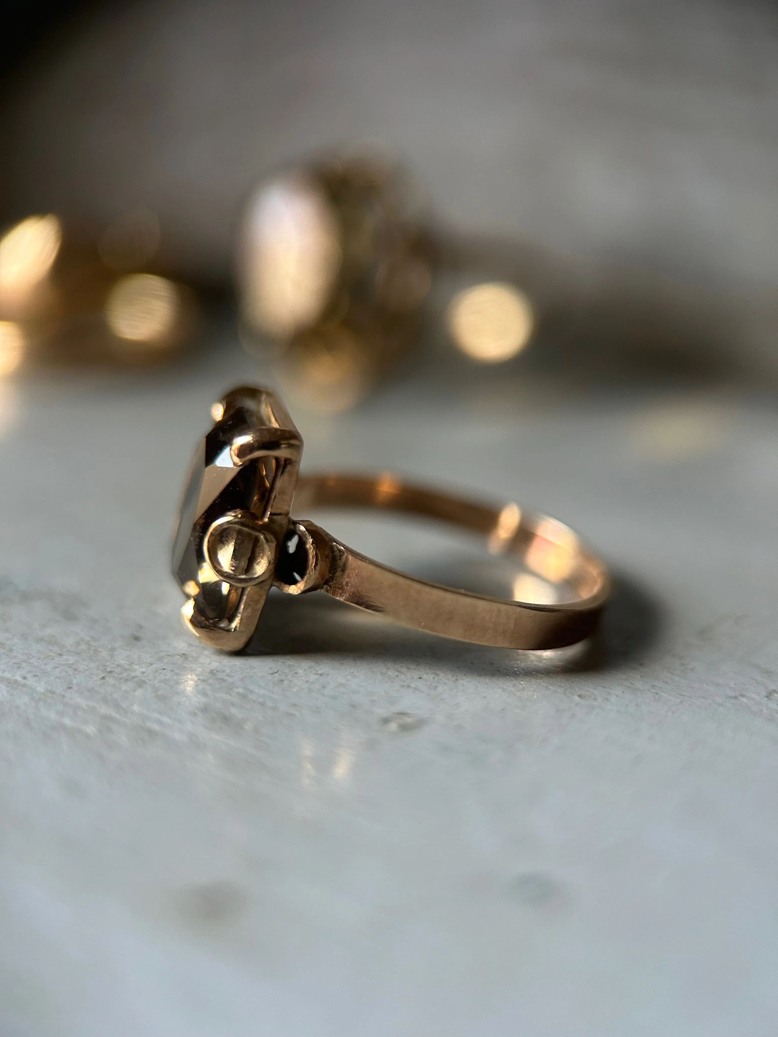 Vintage 9ct Gold Smoky Quartz Ring
