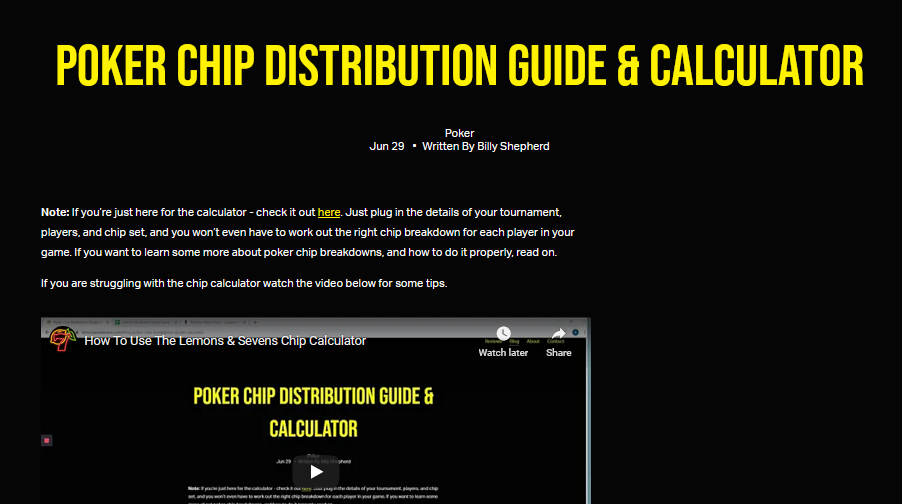 Guide: Poker Chip Distribution Calculator