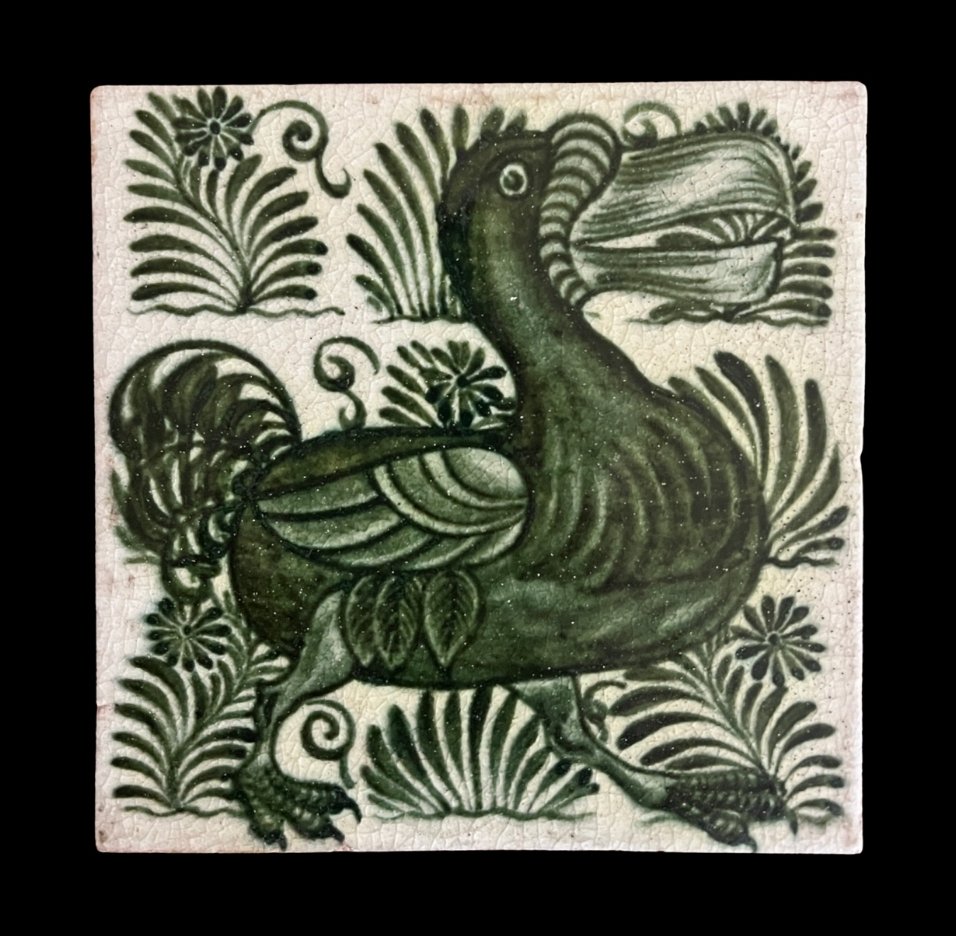 Repro Antique Whimsical Rare De Morgan Dodo Bird Ceramic Tile