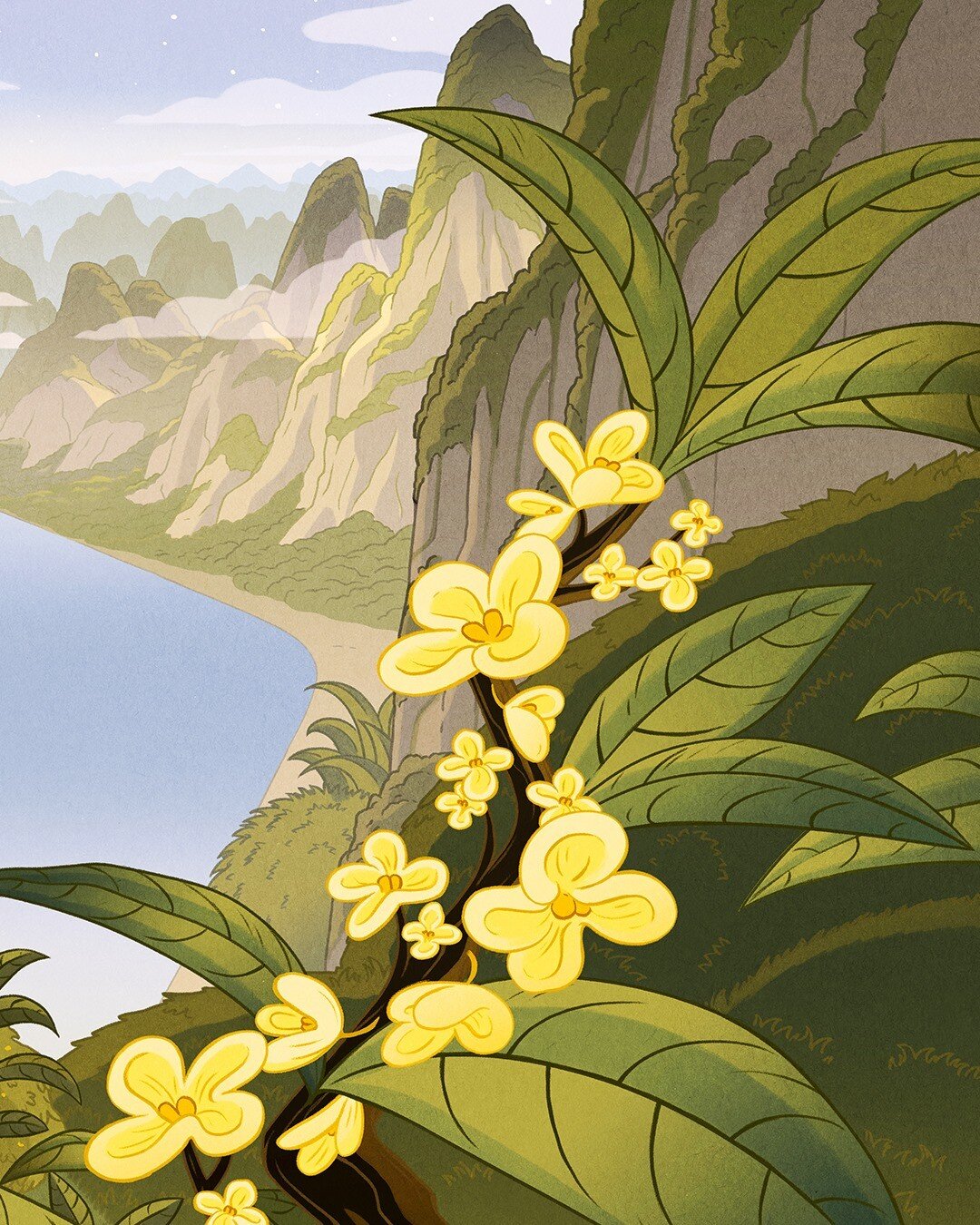 Earlier in the year I collaborated with @loccitane_uk_ire to create a promotional image for their Osmanthus Eau de Toliette. Here is a crop of the full illustration and one of the mini promos. As always big thanks to my agent @everyone_agency for all