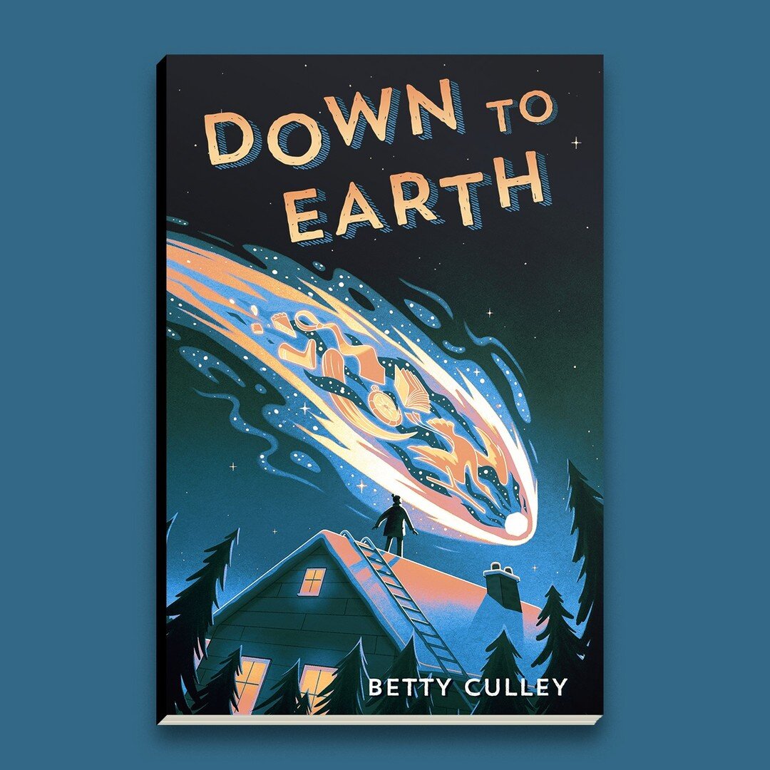 Here is the book cover in a book shape for @bettyculley YA novel 'Down To Earth'
Swipe right to see full wrap-around illustration.
.
.
.
#illustration #meteor #nightsky #yabooks #colour