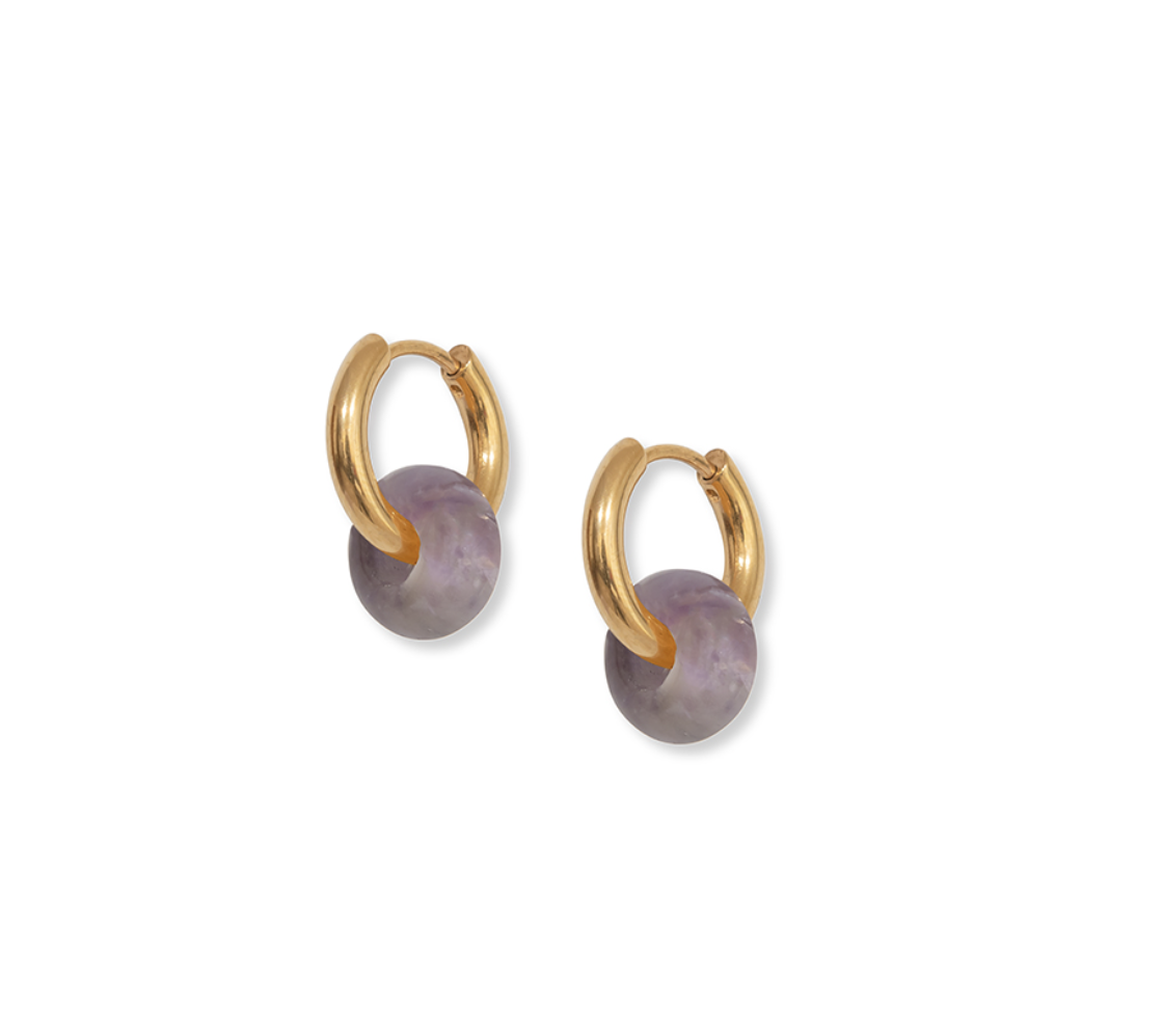 A Weathered Penny | Stone Hoops | Amethyst