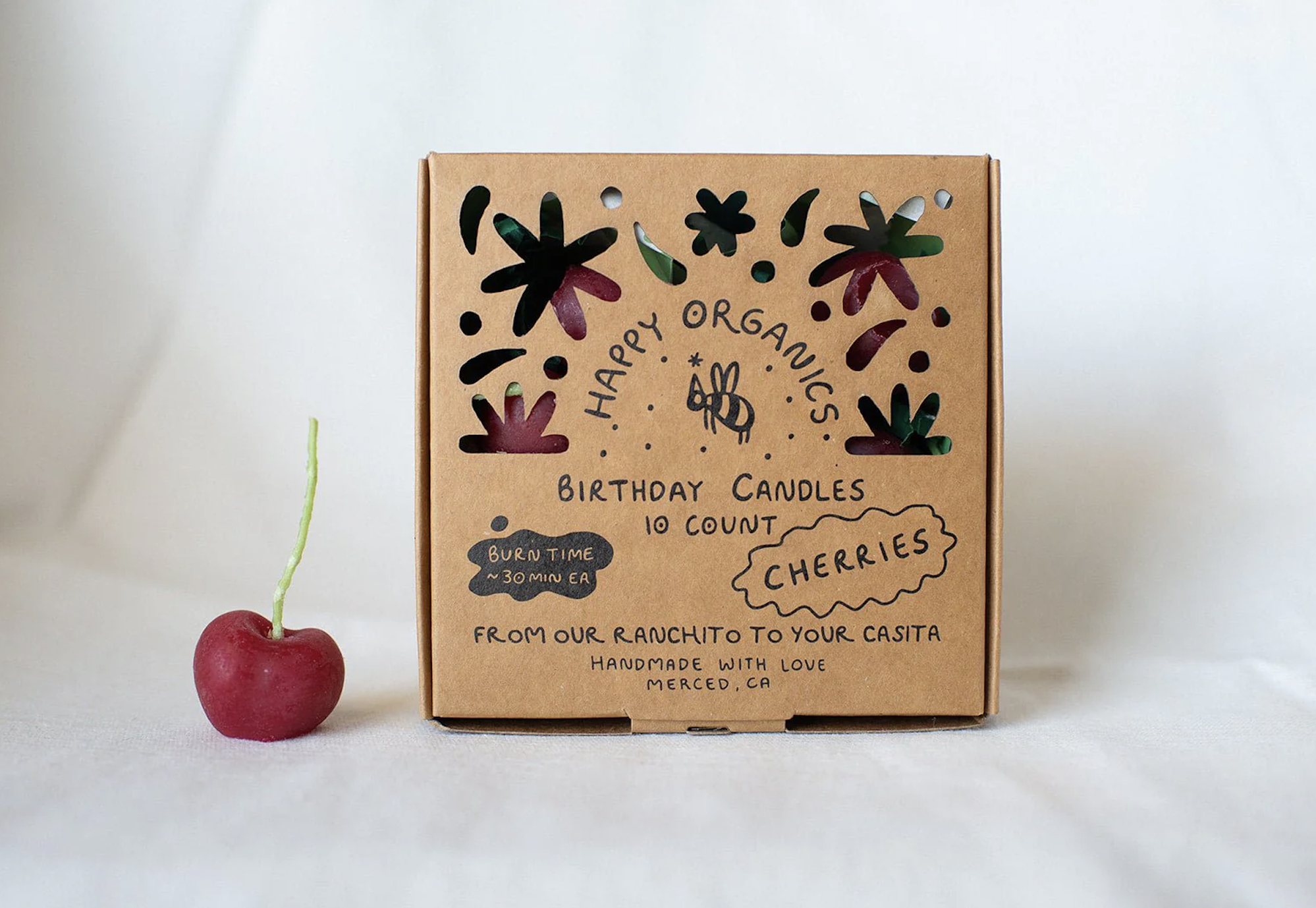 Happy Organics | Beeswax Cherry Birthday Candles