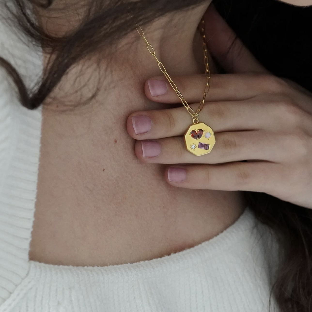 Junk Jewels | Heart Gemstone Necklace