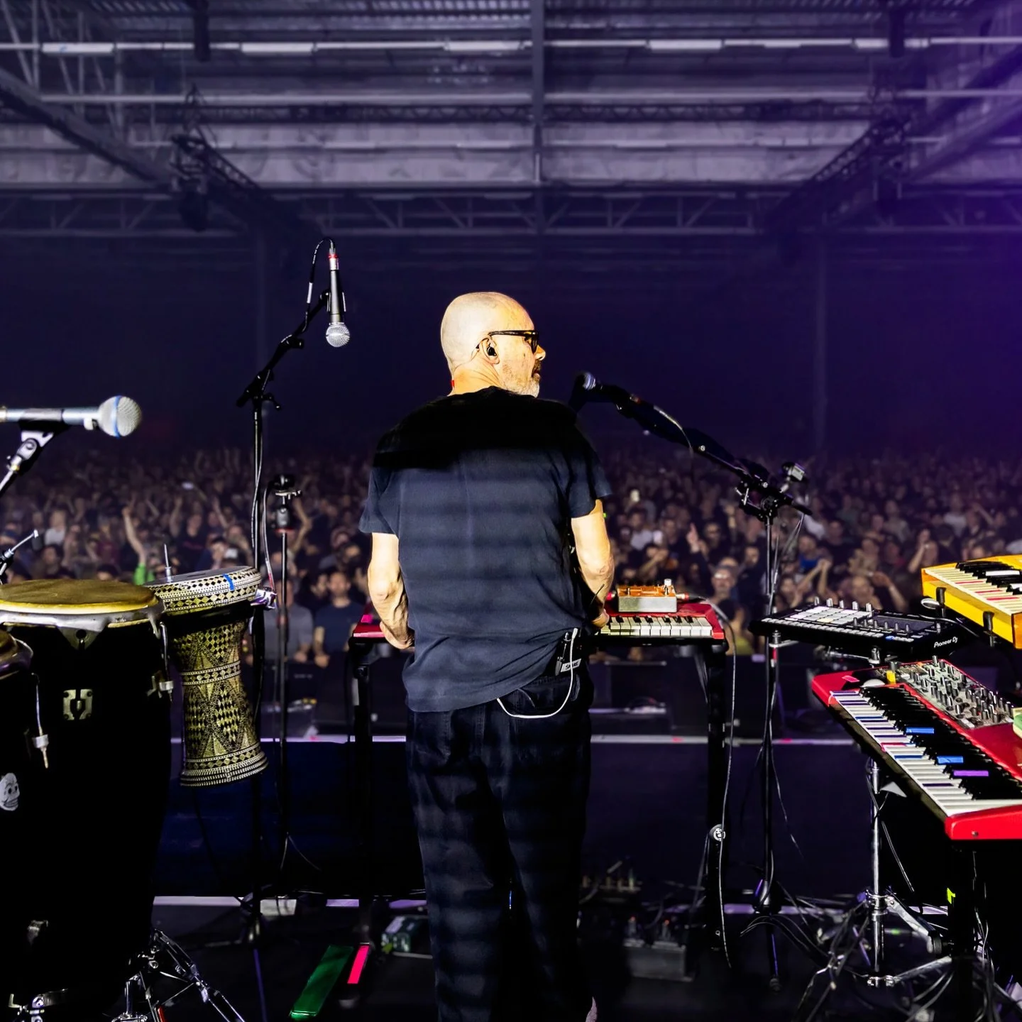 On Saturday night I photographed the incredible Leftfield at The Drumheads. 
What an unbelievable gig,  the industrial, moody vibe of the venue suited the band perfectly. The energy in that huge space (formerly an IKEA!) was absolutely electric.

Lef