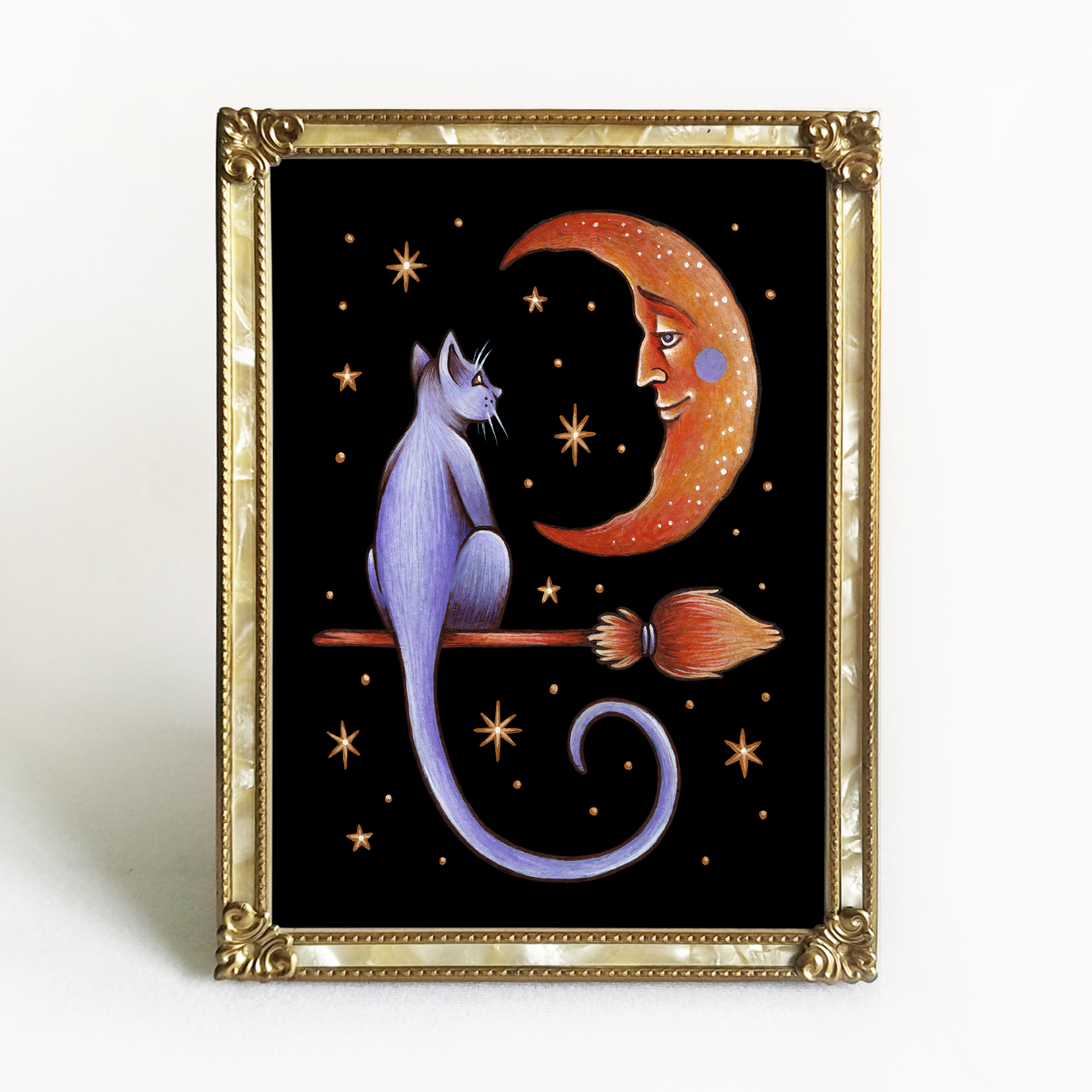 Crescent Cat Art Print