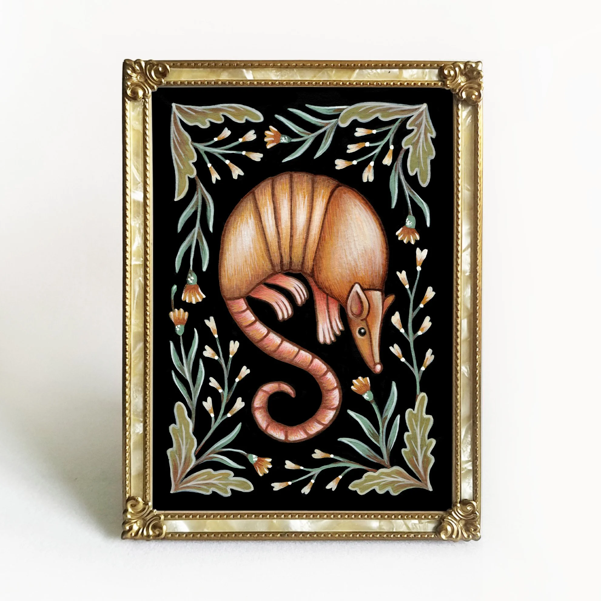 Armadillo Folk Art Print