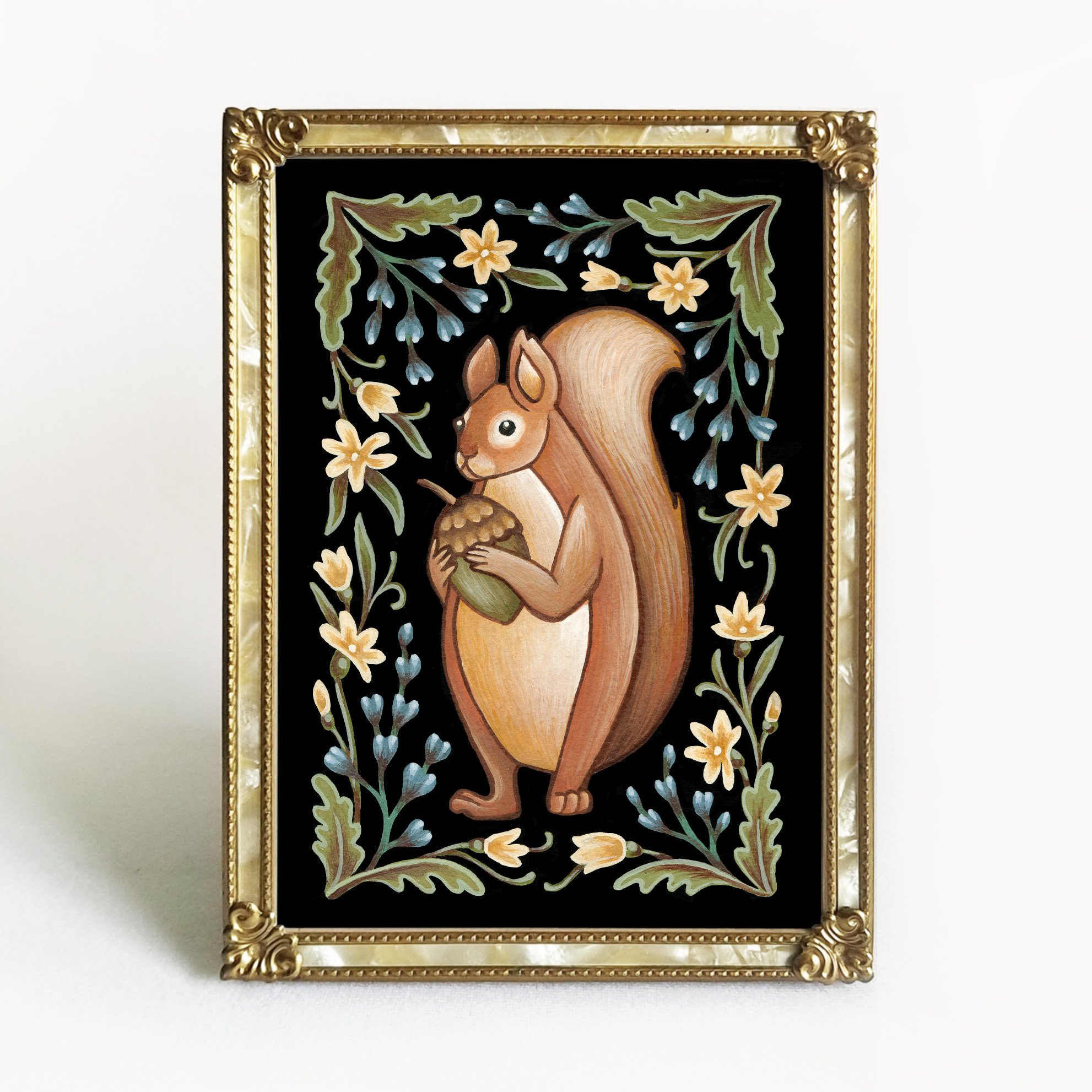 Squirrel Folk Art Print