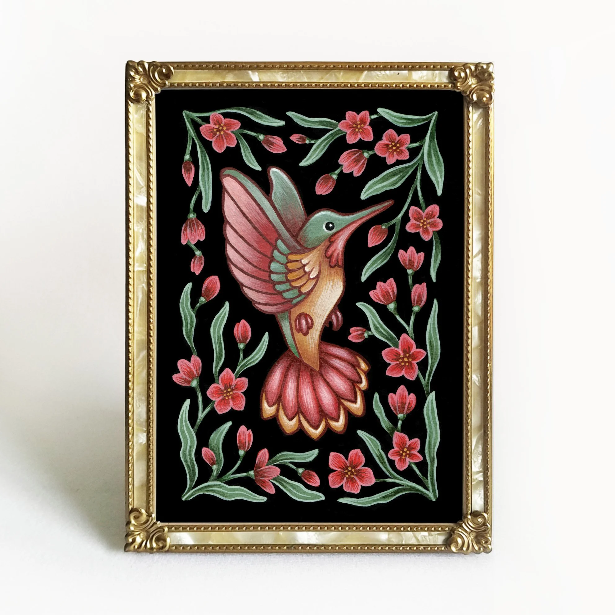 Hummingbird Folk Art Print