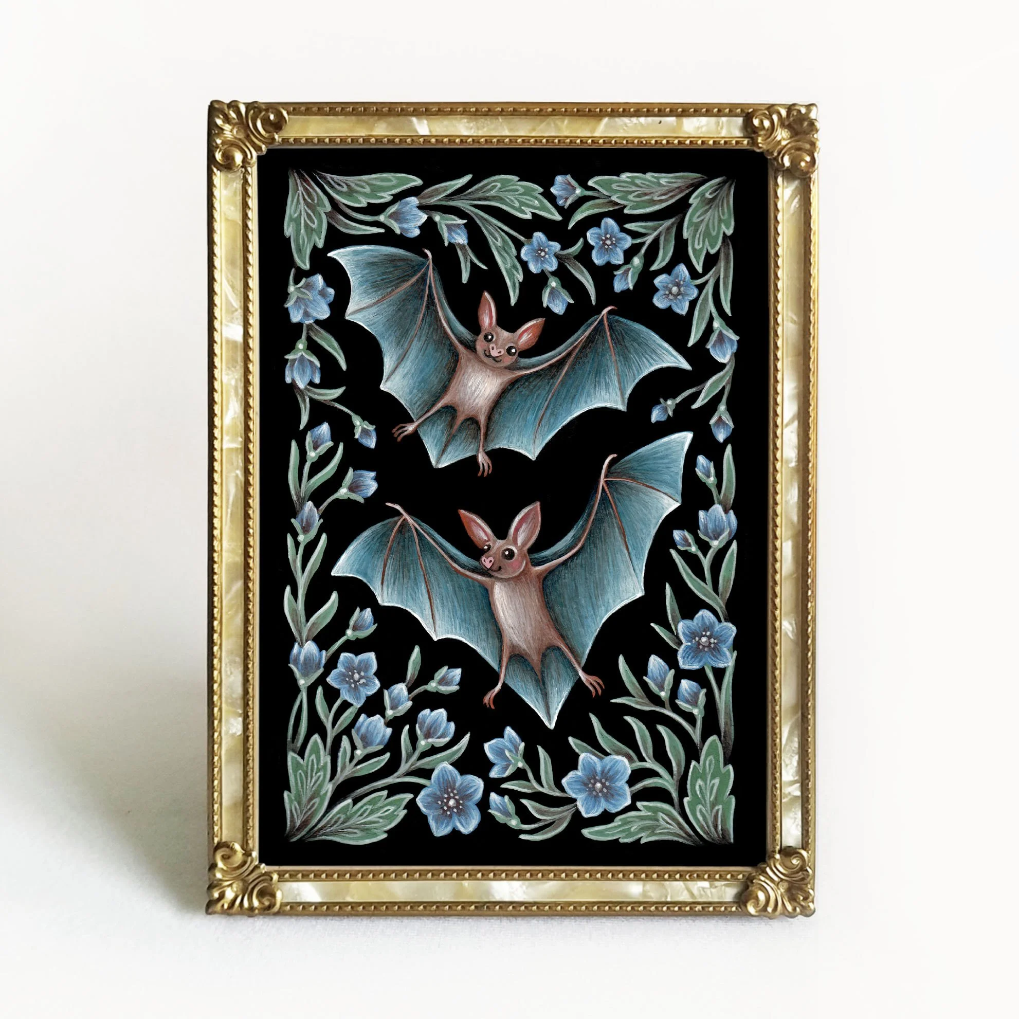 Bats Folk Art Print
