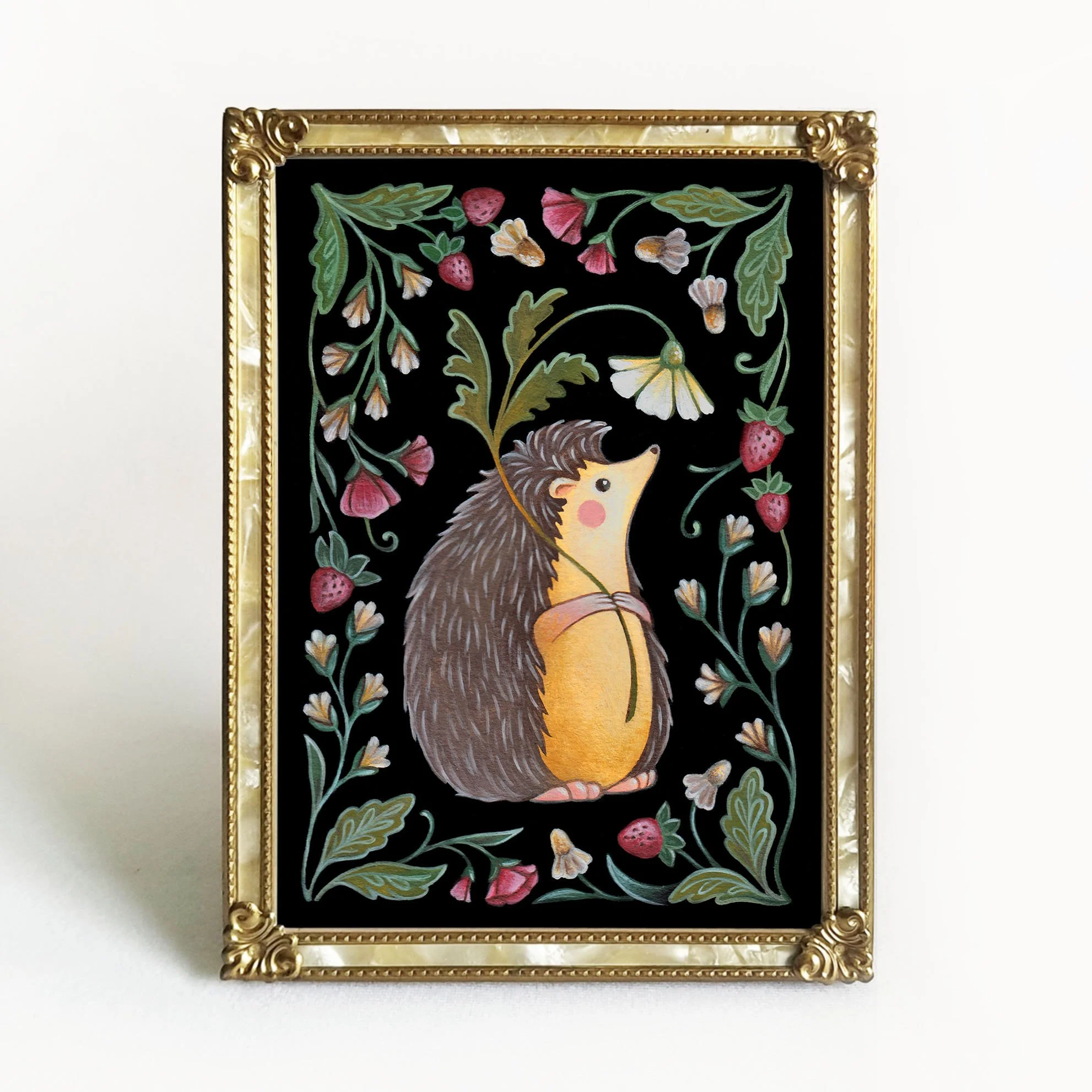 Hedgehog Folk Art Print