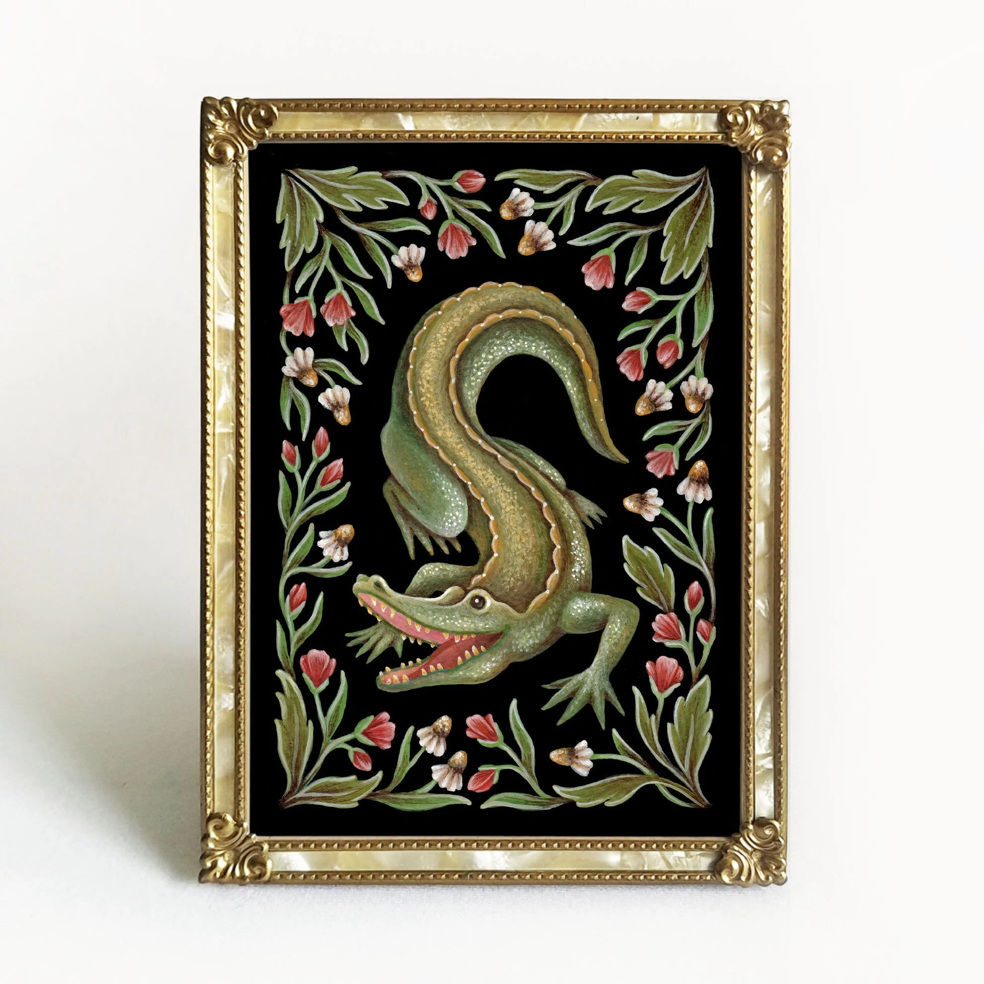 Crocodile Folk Art Print