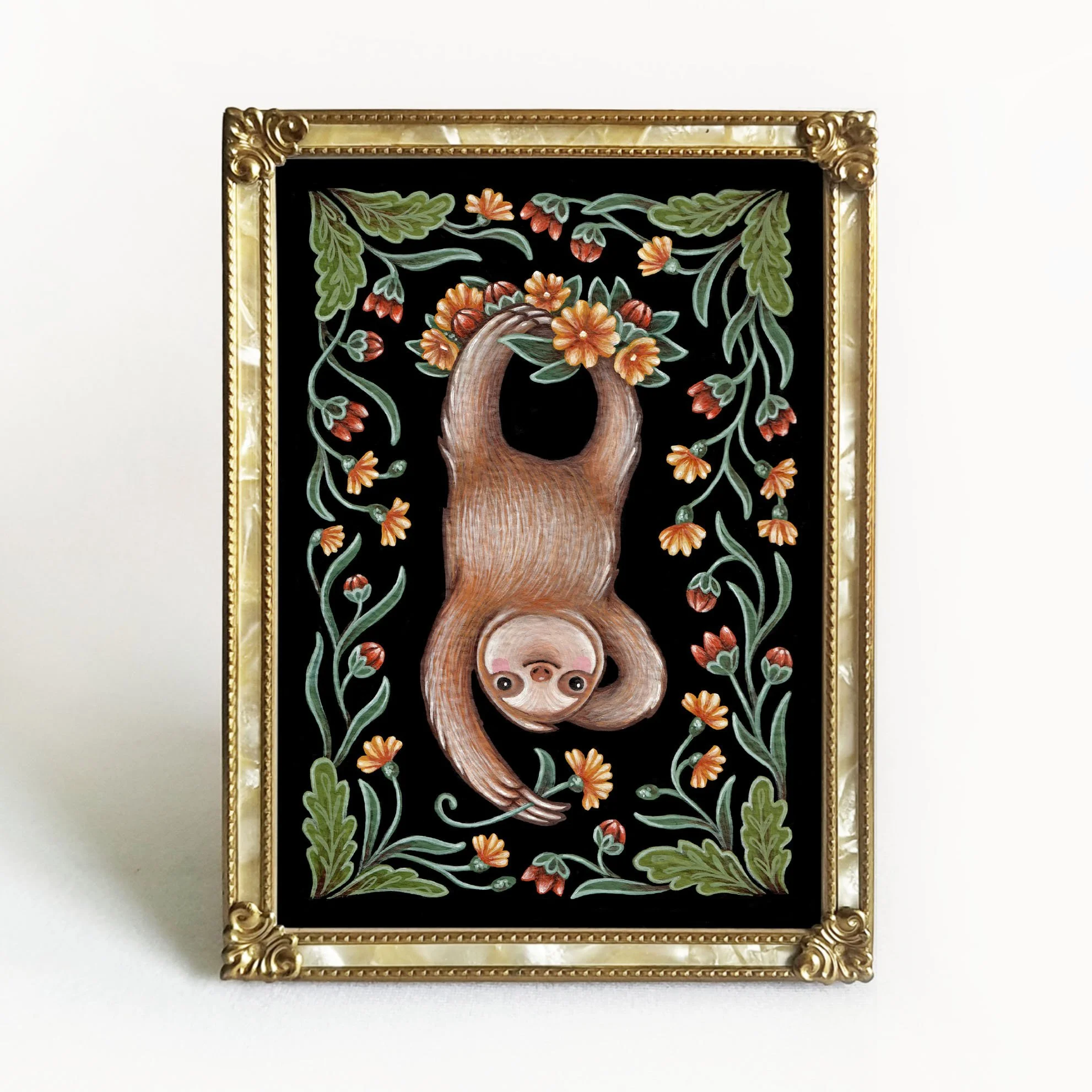 Sloth Folk Art Print