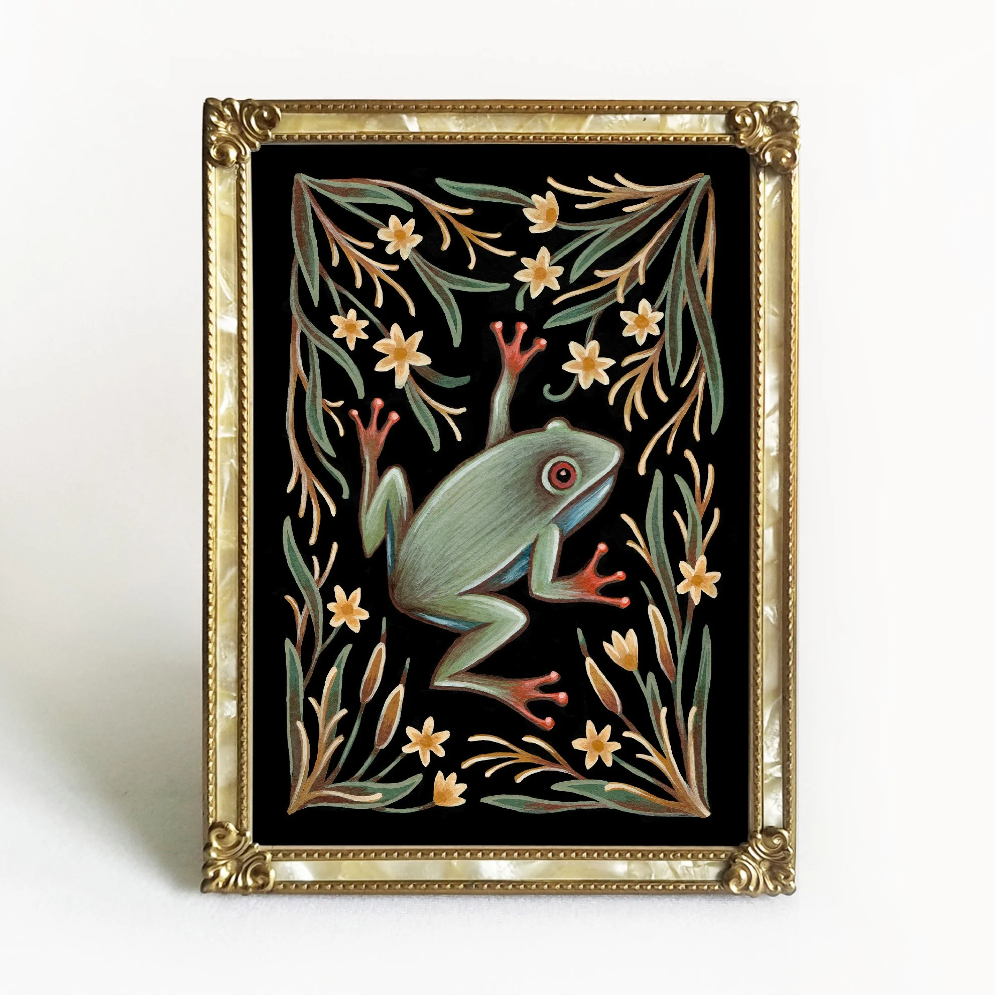 Frog Folk Art Print