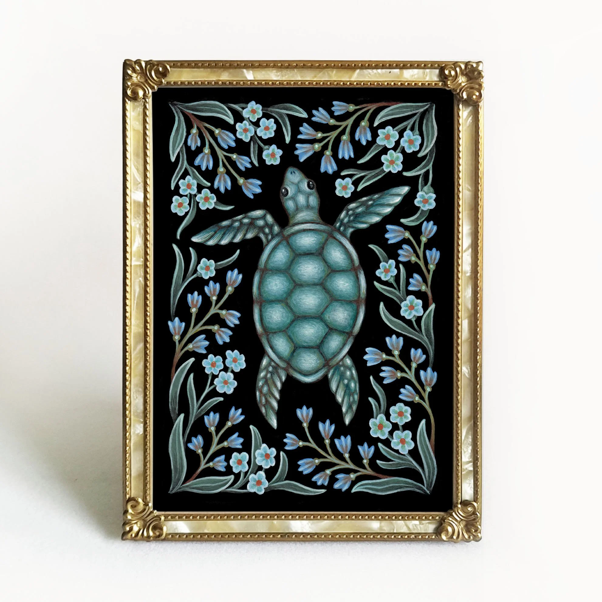Sea Turtle Folk Art Print