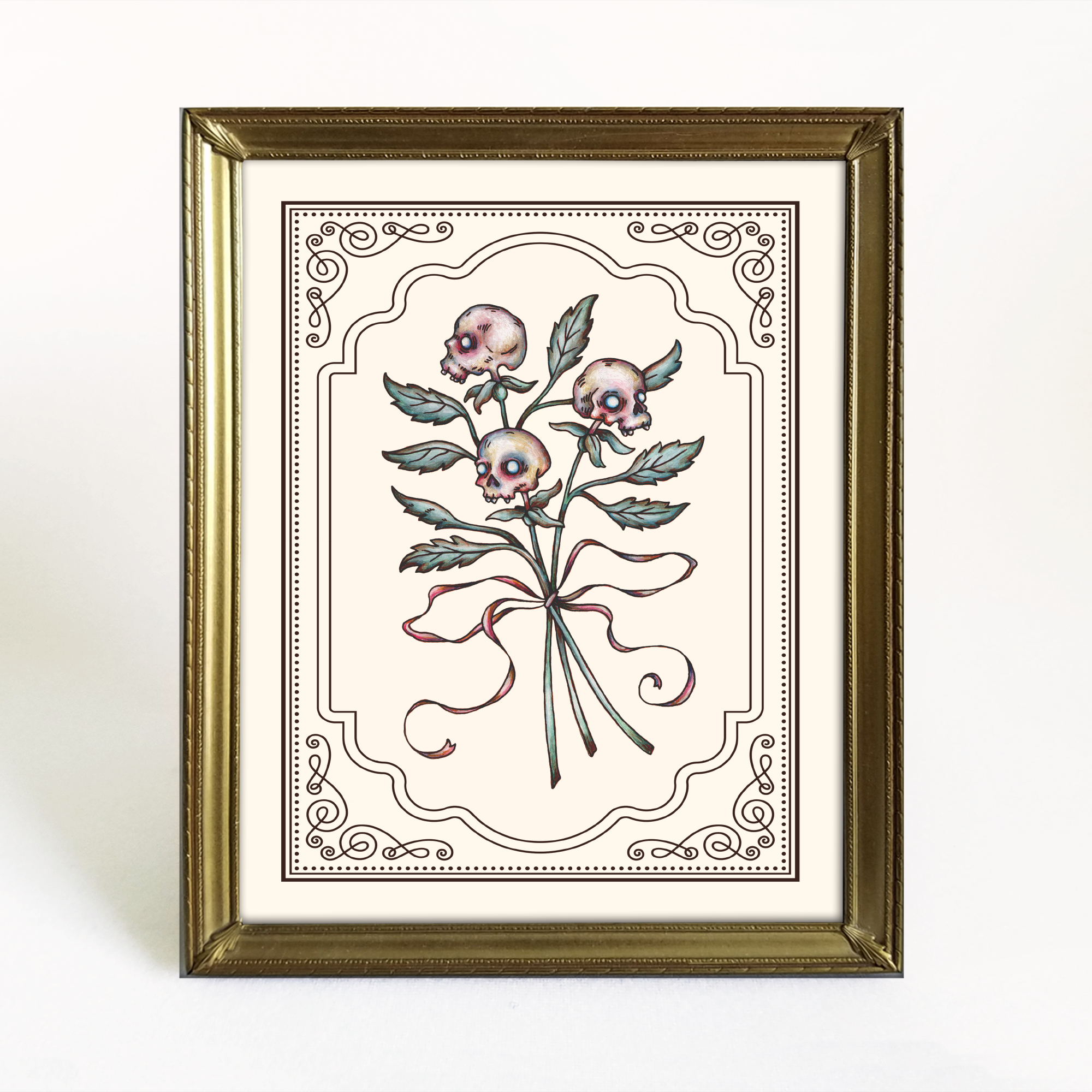 Skull Flowers Art Print