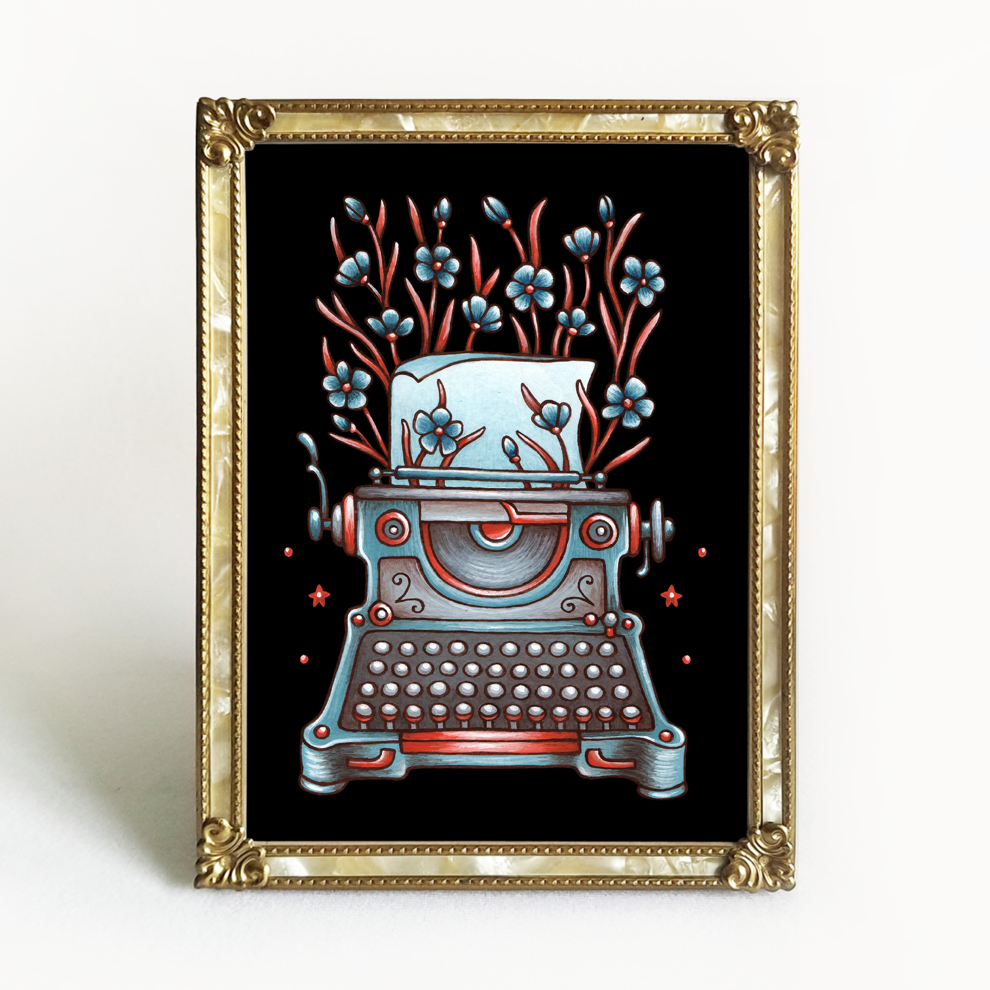 Floral Typewriter Art Print
