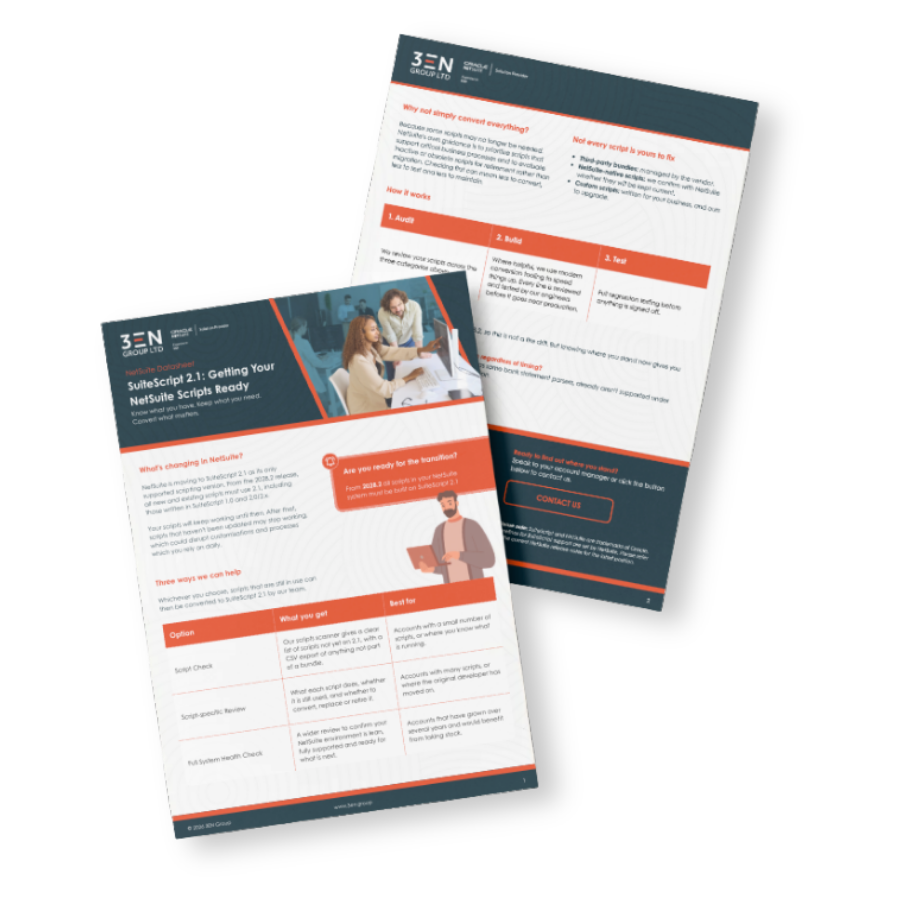 SuiteScript 2.1 Transition Datasheet