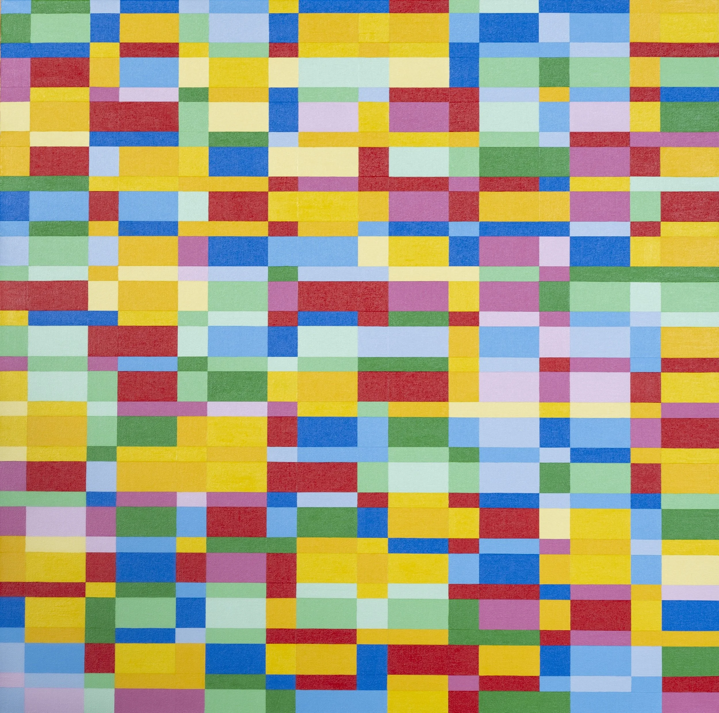  Yellow with Red and Blue (264) , 12-2024 
Acrylic on Stretched Canvas 
36" x 36" x 1 1/2"