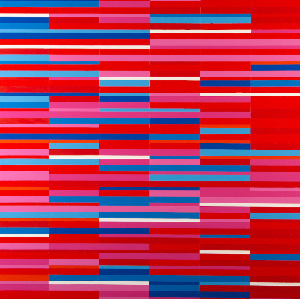  Red and Blue with White (059),  06-2020 
Acrylic on Panel 
36" x 36" x 2 1/2"