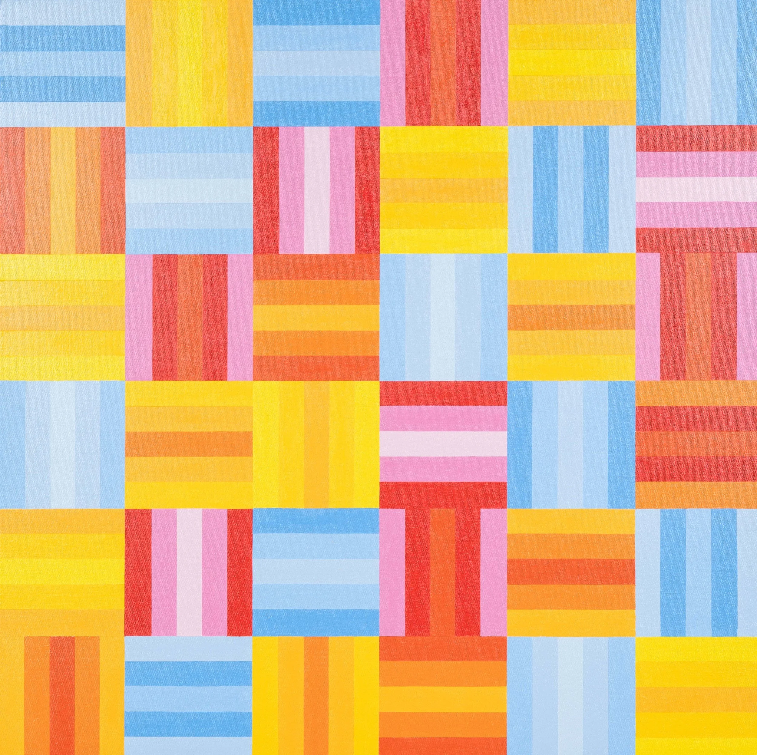  Thirty-six Striped Boxes (306),  01-2026 Acrylic on Canvas 36" x 36"