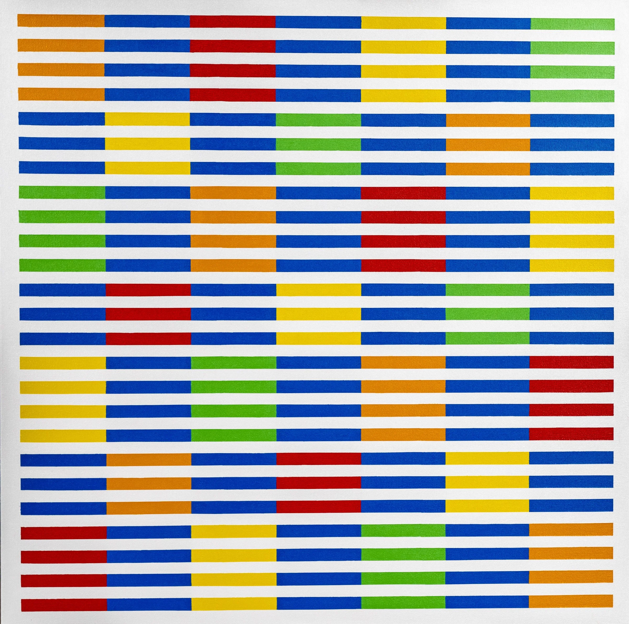  Fourty-nine Striped Boxes (318),  05-2026 Acrylic on Canvas 36" x 36"