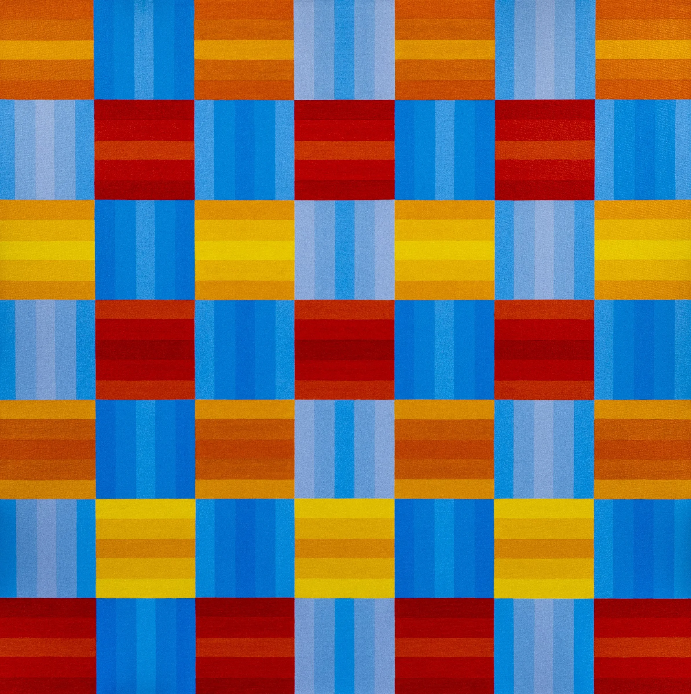  Blue and Orange Blocks (309),  02-2026 Acrylic on Canvas 36" x 36"