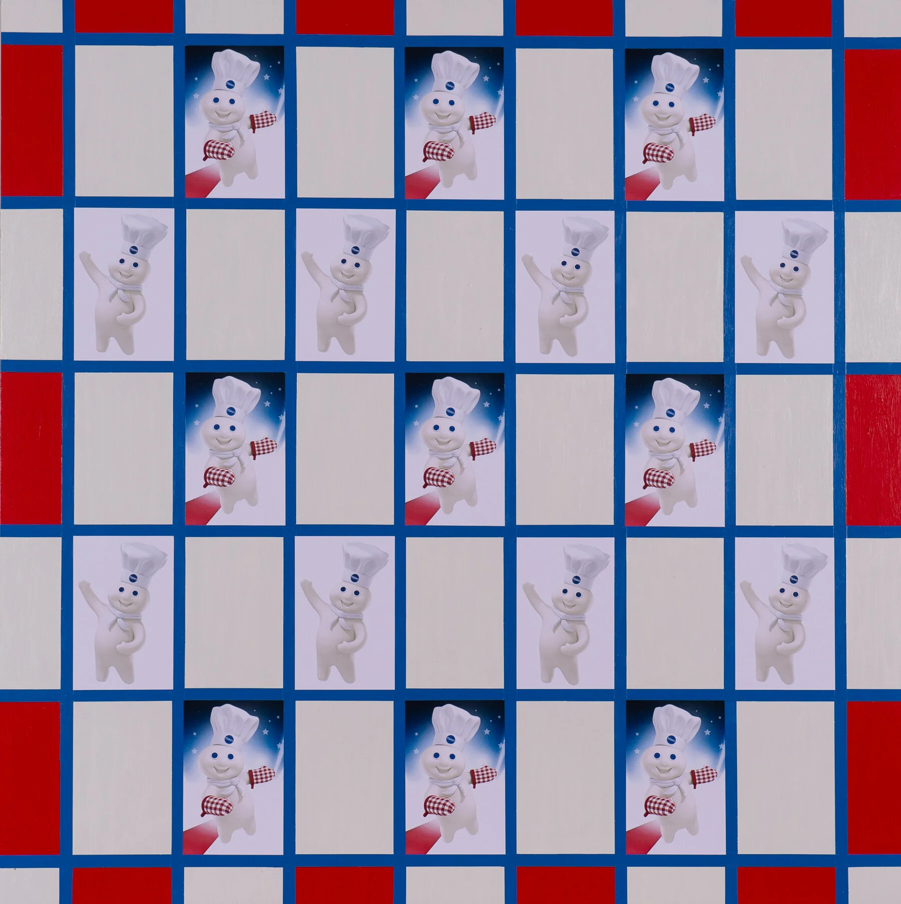  Dough Boy (096),  07-2021 Mixed Media, Paper and Acrylic on Panel 36" x 36" x 2"