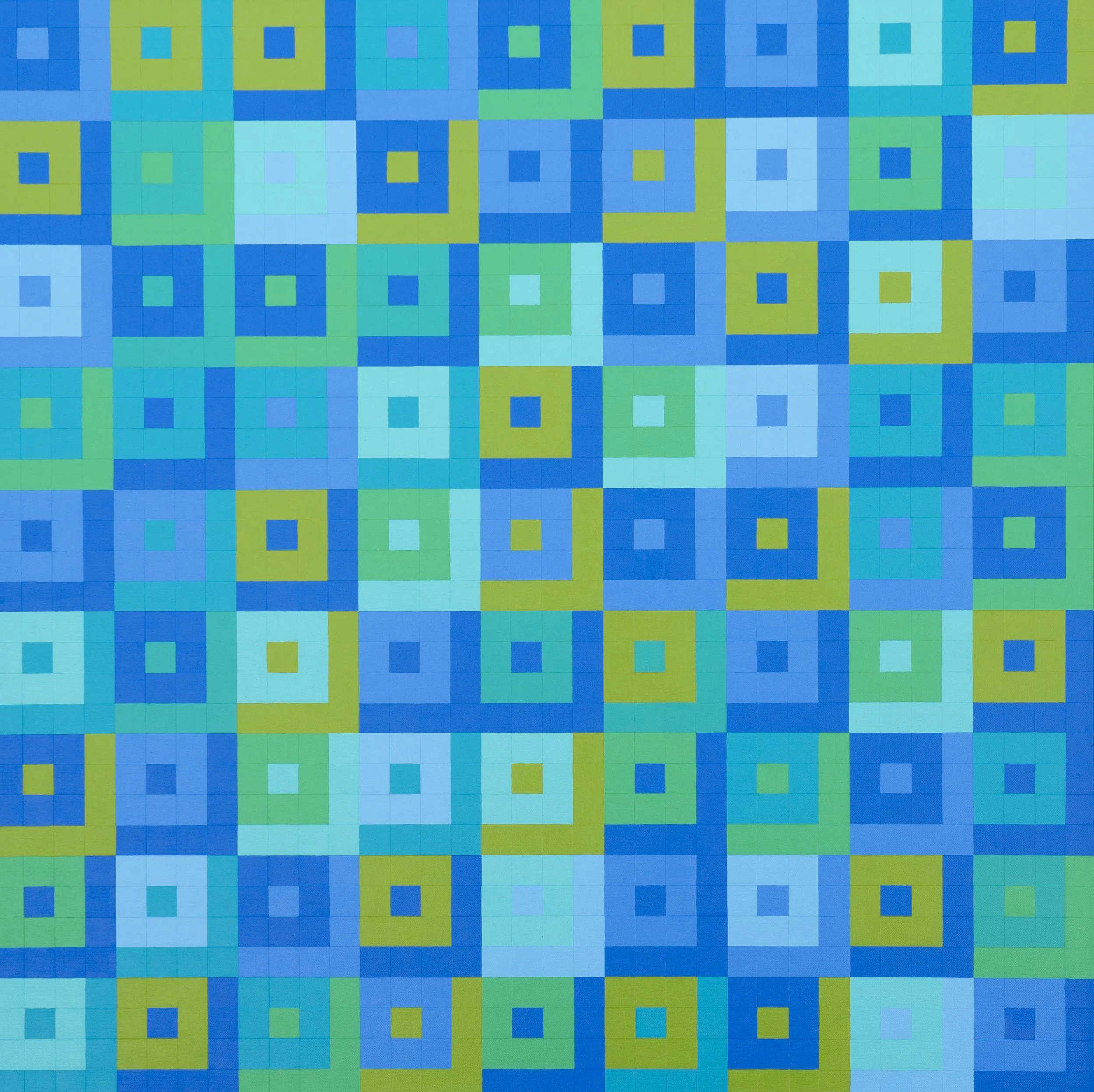 Teal Squares (170),  03-2023 Metallic Acrylic on Canvas 36" x 36" x 1 1/2"