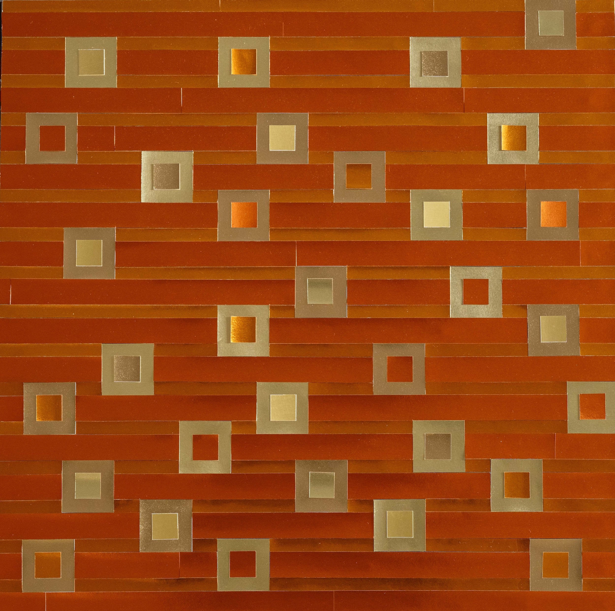  Gold Squares on Stripes (298),  10-2025 Foil Card Stock on Paper 24" x 24"