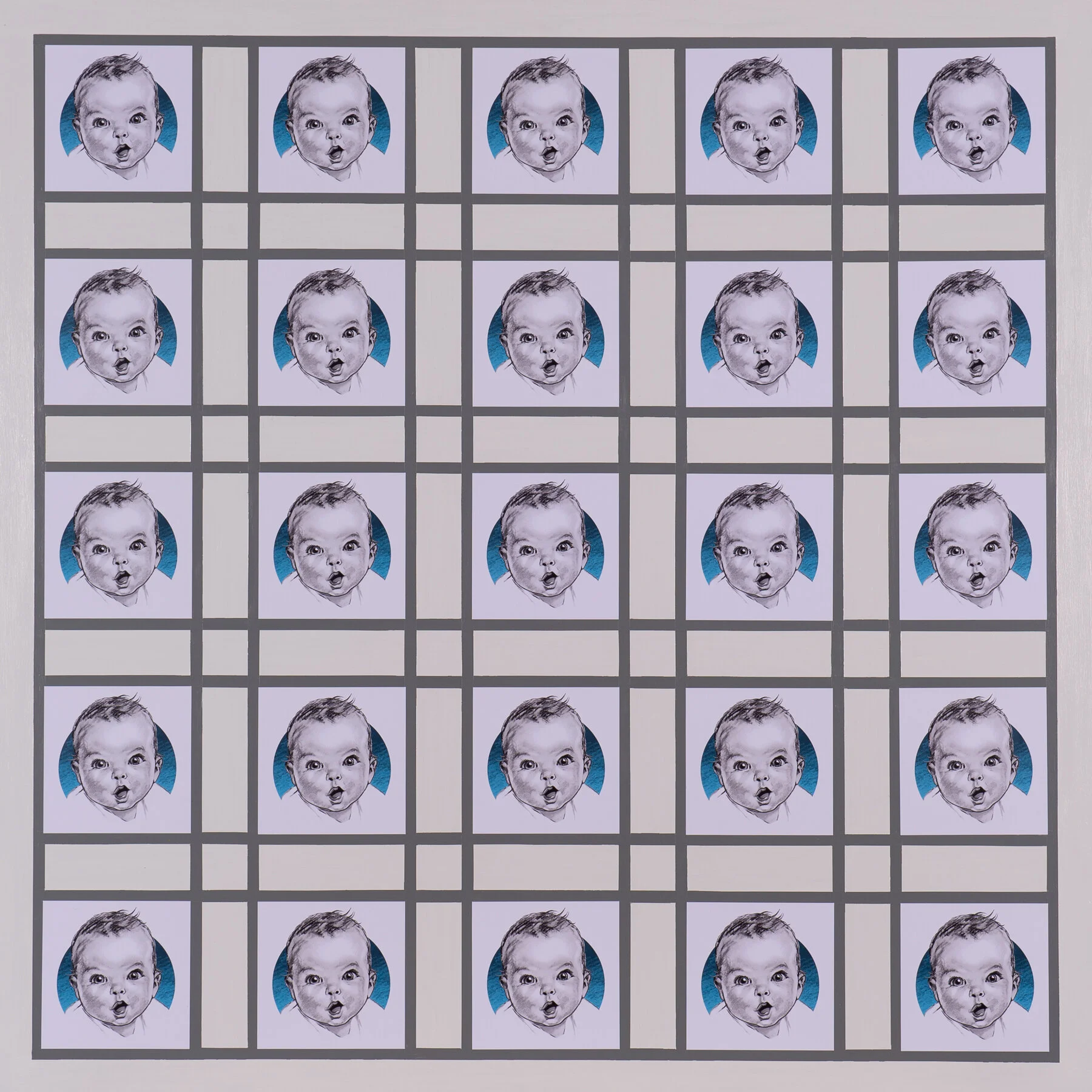  Gerber Baby (098),  08-2021 Mixed Media, Paper and Acrylic on Panel 36" x 36" x 2"