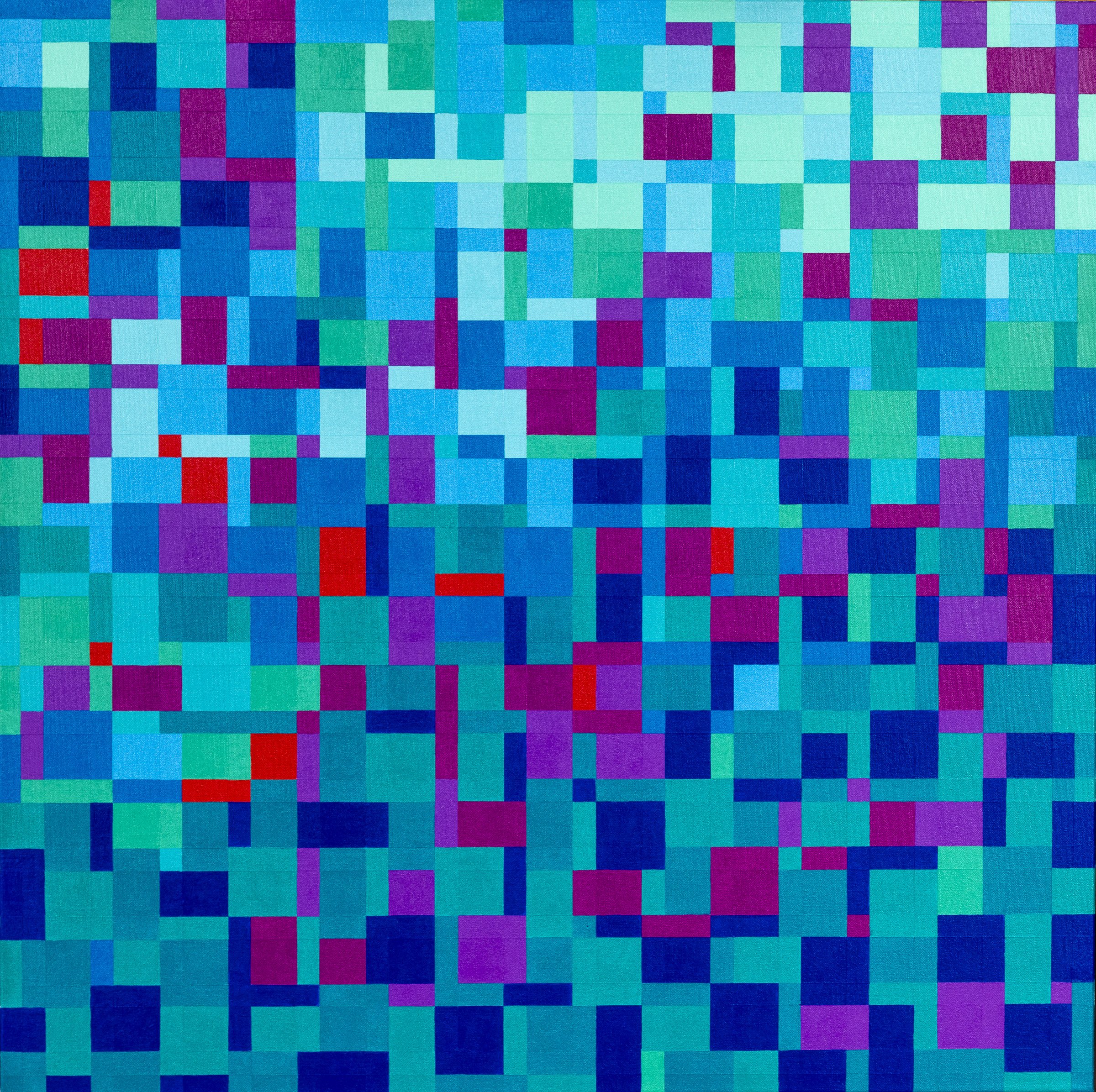  Teal and Blue (317),  05-2026 Acrylic on Canvas 36" x 36"