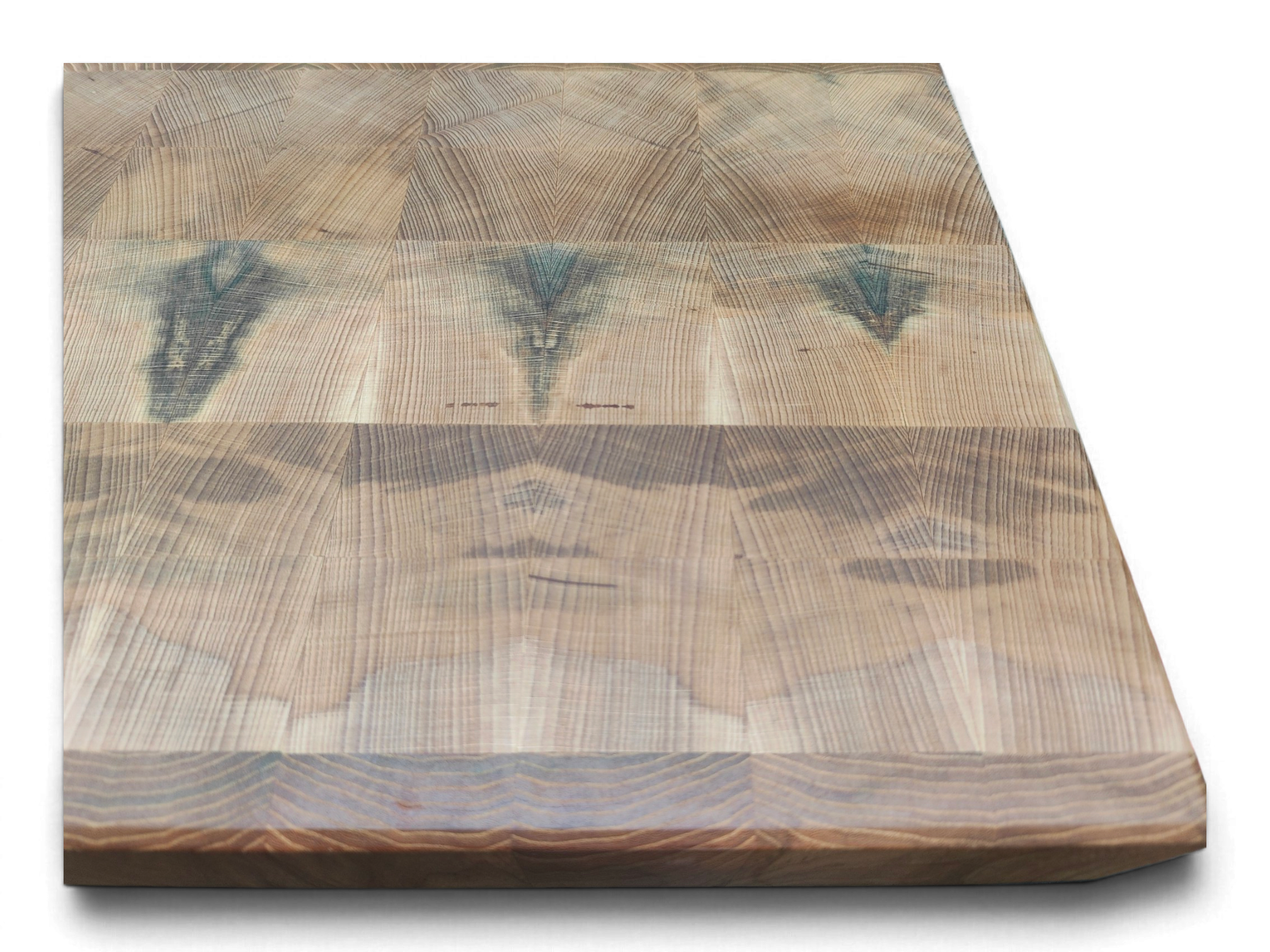 Wych elm edge strips on an Irish end grain board