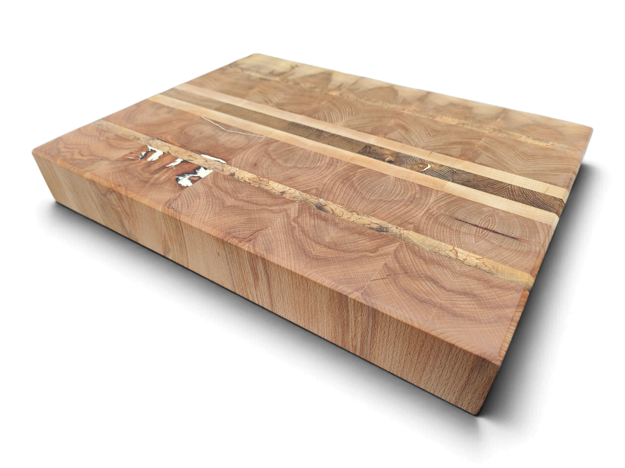 Handmade Irish end grain chopping board, beech and oak