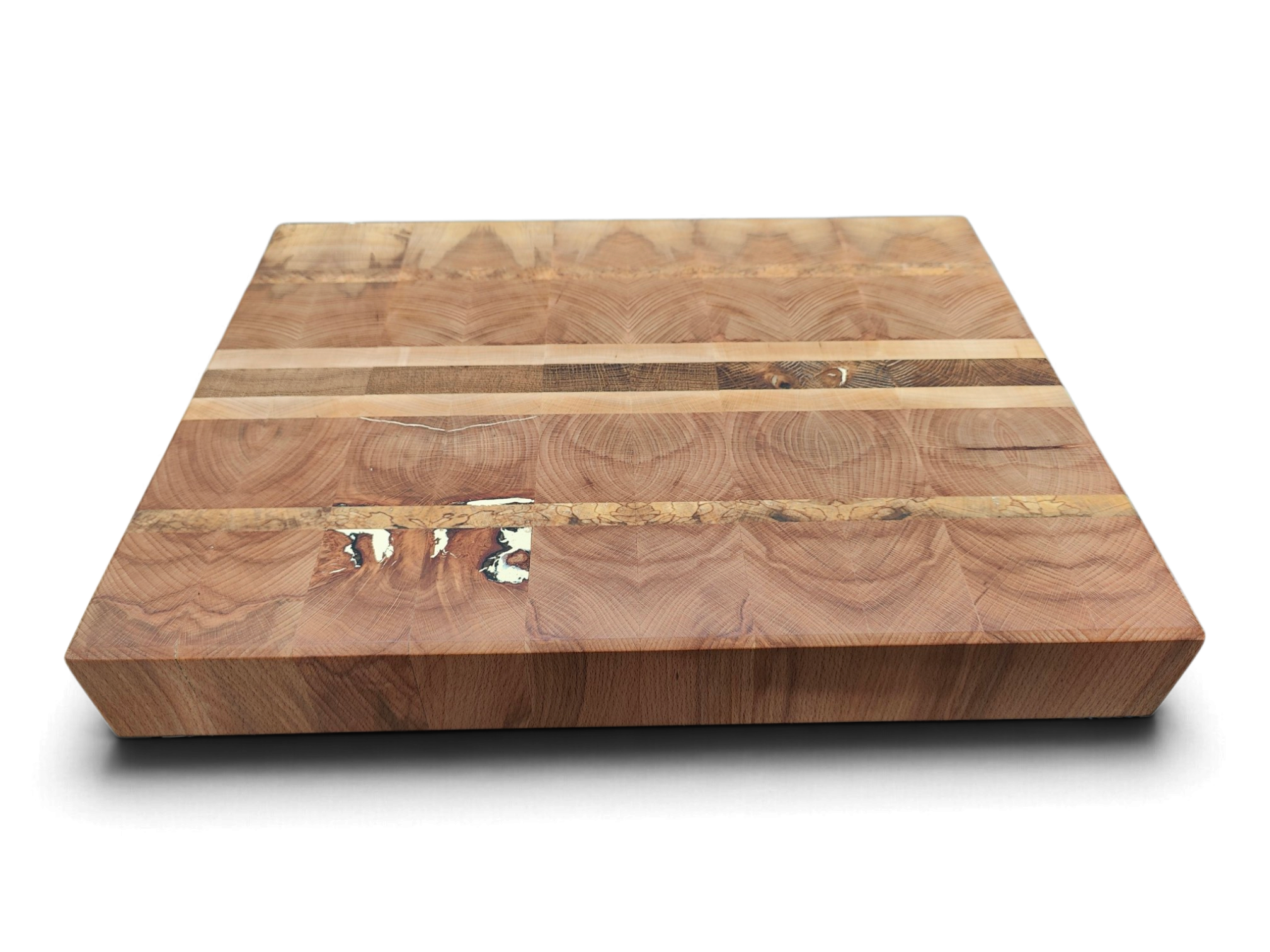 Irish flame beech end grain chopping board with oak centre strip