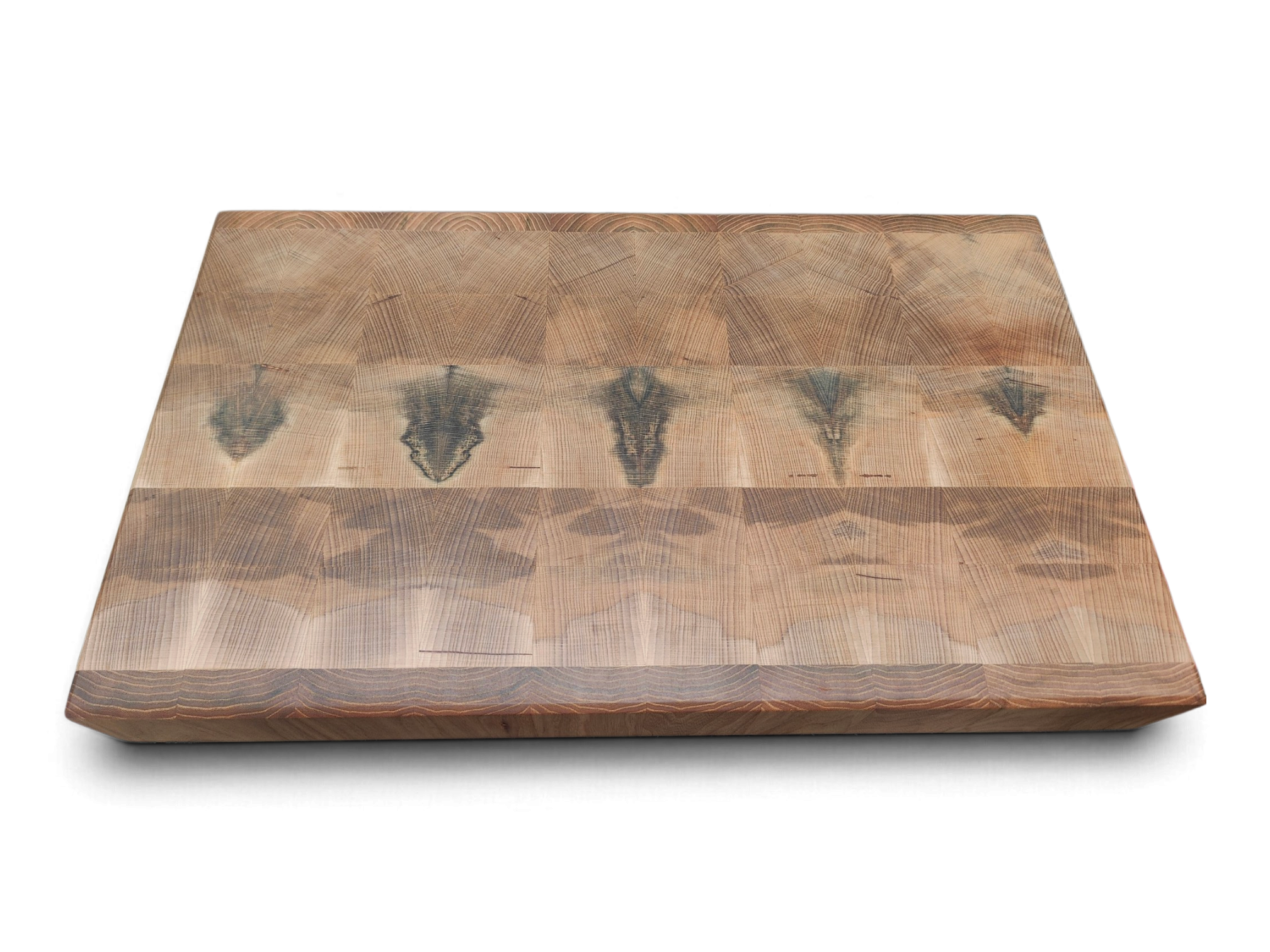 Handmade Irish end grain chopping board, beech and wych elm