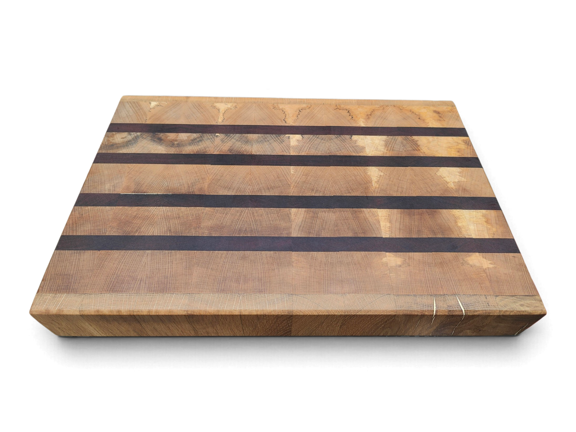 Handmade Irish end grain chopping board, flame beech and mahogany