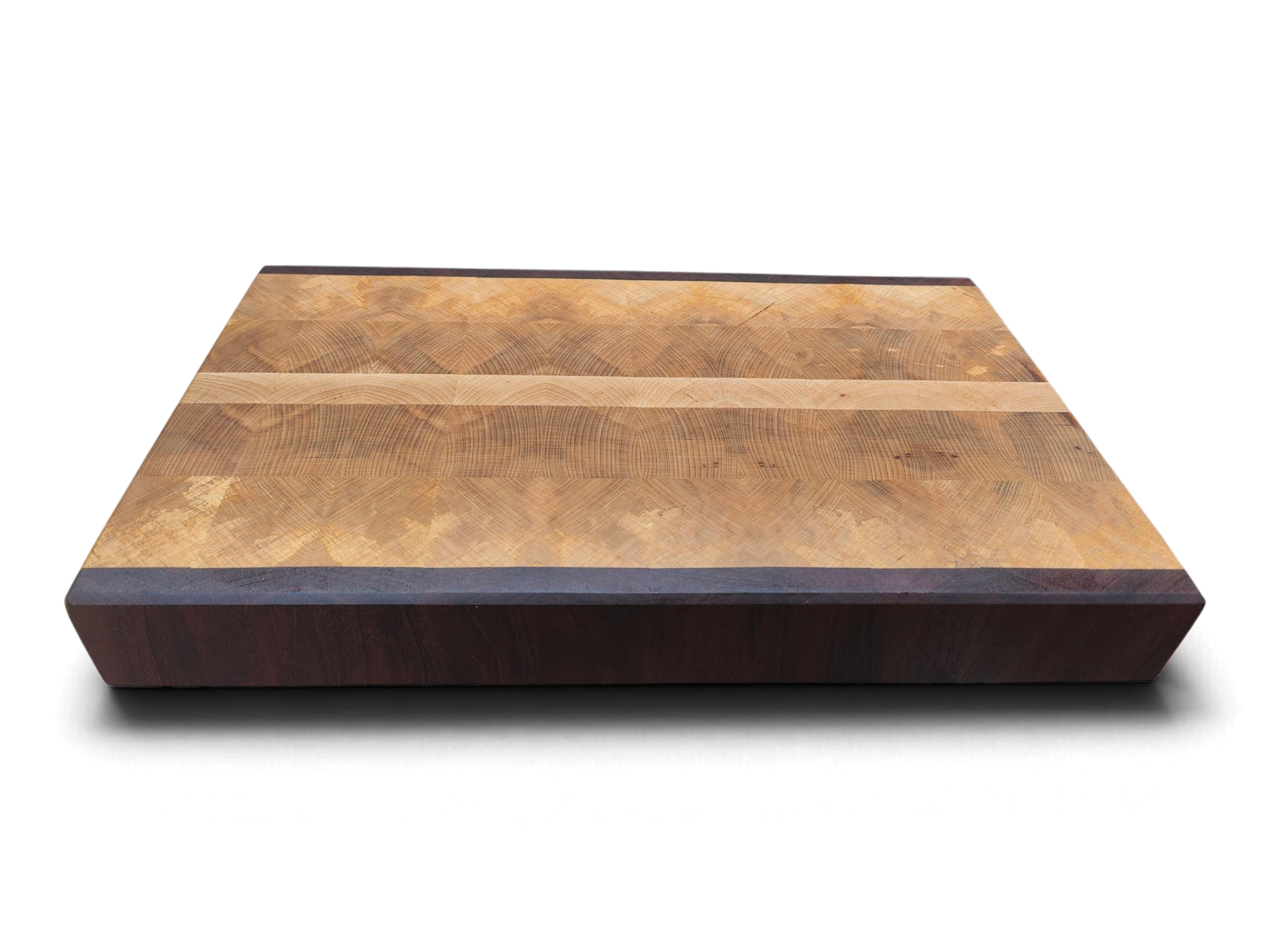 Handmade Irish end grain chopping board, beech and mahogany