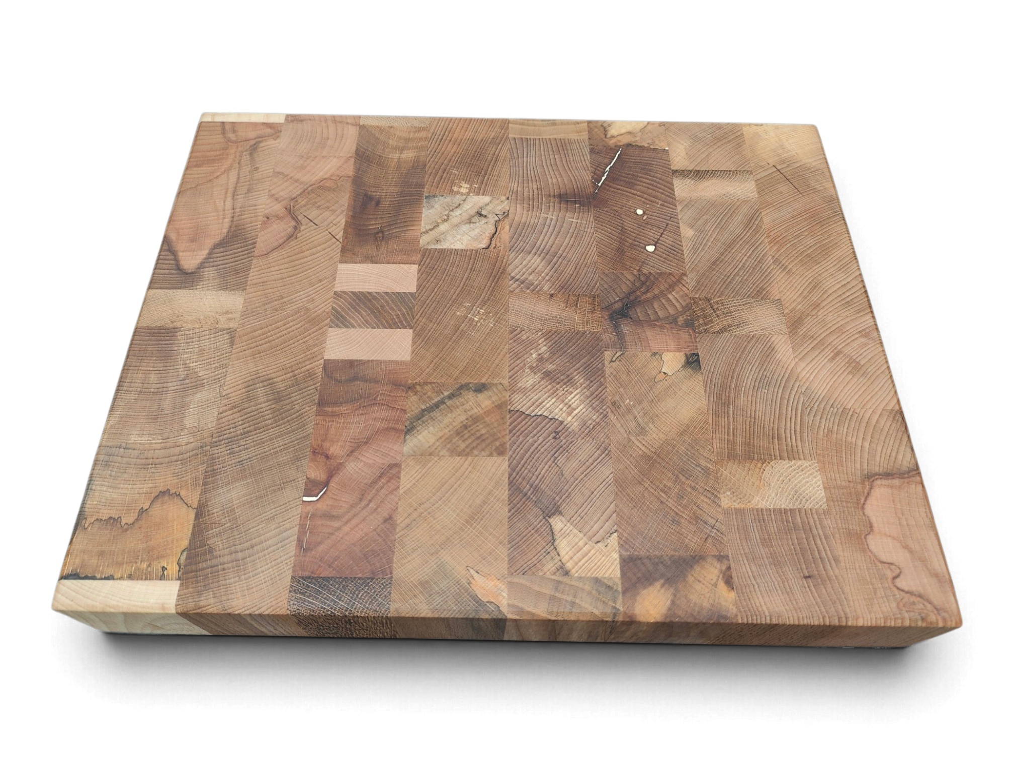 Mixed Irish hardwoods in an end grain chaos board
