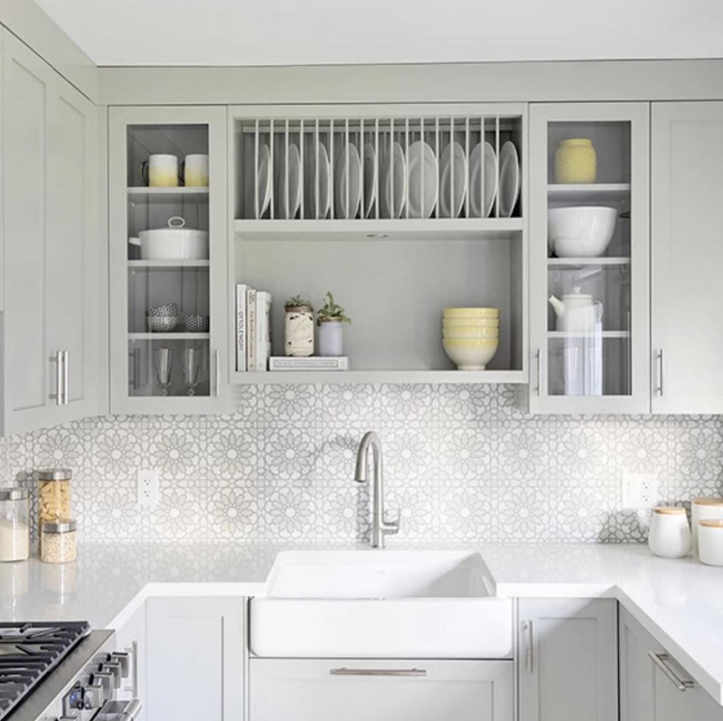 Small(ish) kitchens don't have to be boring white boxes. Check out this calming space we recently completed with Megan Bennett Design. We are definitely in love with the soothing tone-on-tone cabinets with a statement-making ceiling height backsplash