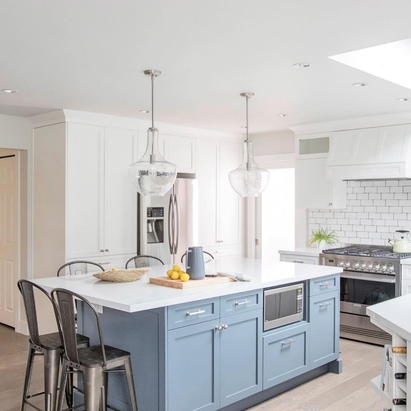 Got the Monday morning blues? So do we! 
As a distraction from all the work this week brings check out these beautiful blue Kitchens &amp; Baths we recently installed 😍
Countertop Material:  Silestone by Cosentino 
Colour: Various 
Fabricated and in