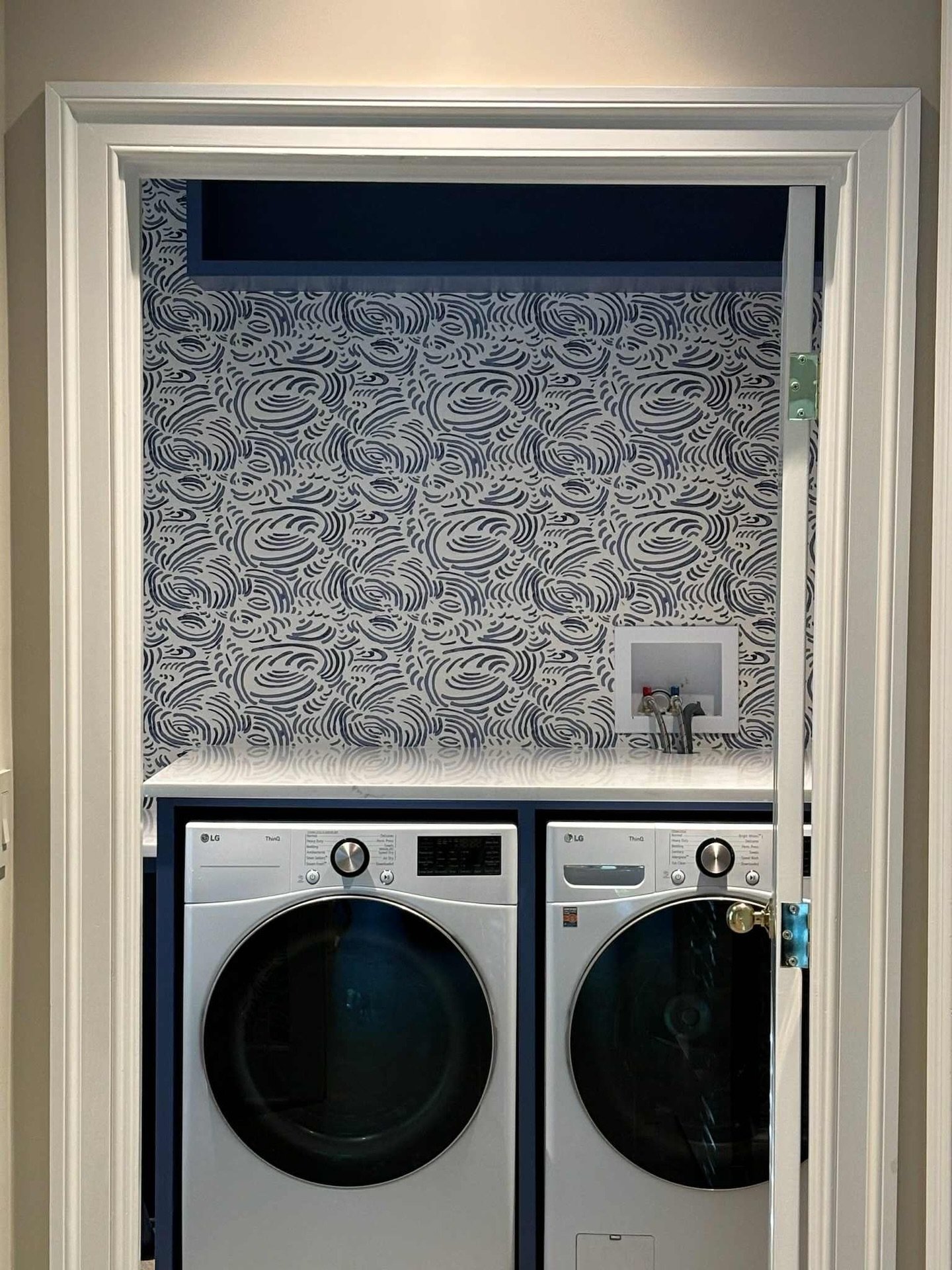 I love a good patterned wallpaper in unexpected places like laundry rooms, mudrooms, powder rooms, back hallways, and even secondary stair landings.

These are the spaces where you can have a little fun, introduce personality, and make everyday routi