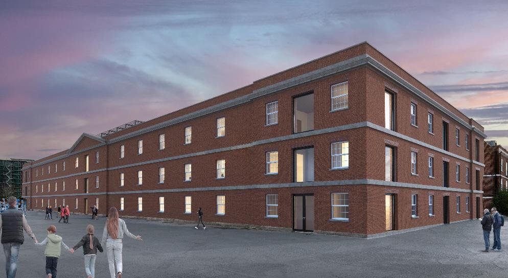 Illustration of The Rum Store at Victoria Quay following restoration of the grade II listed building.