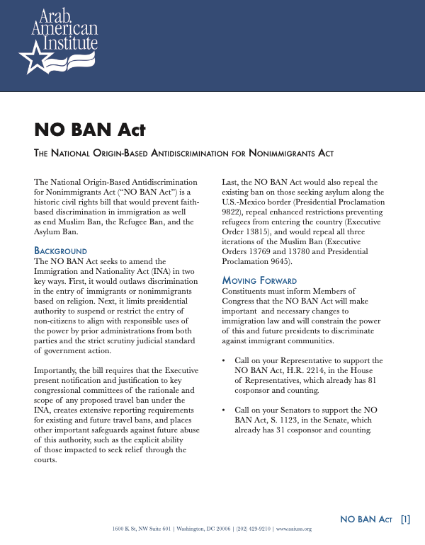 Issue Brief: NO BAN Act