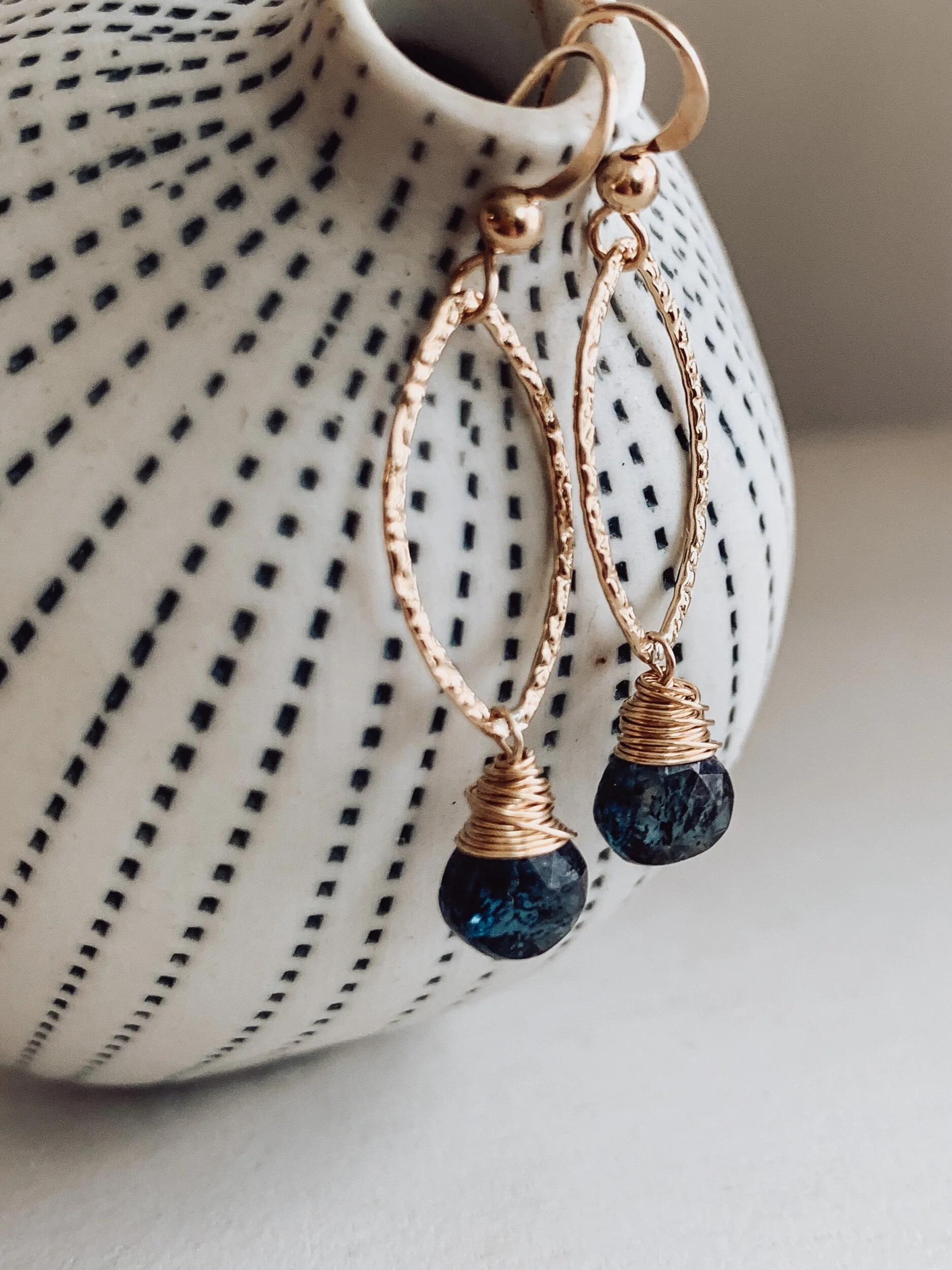 blue and gold earrings