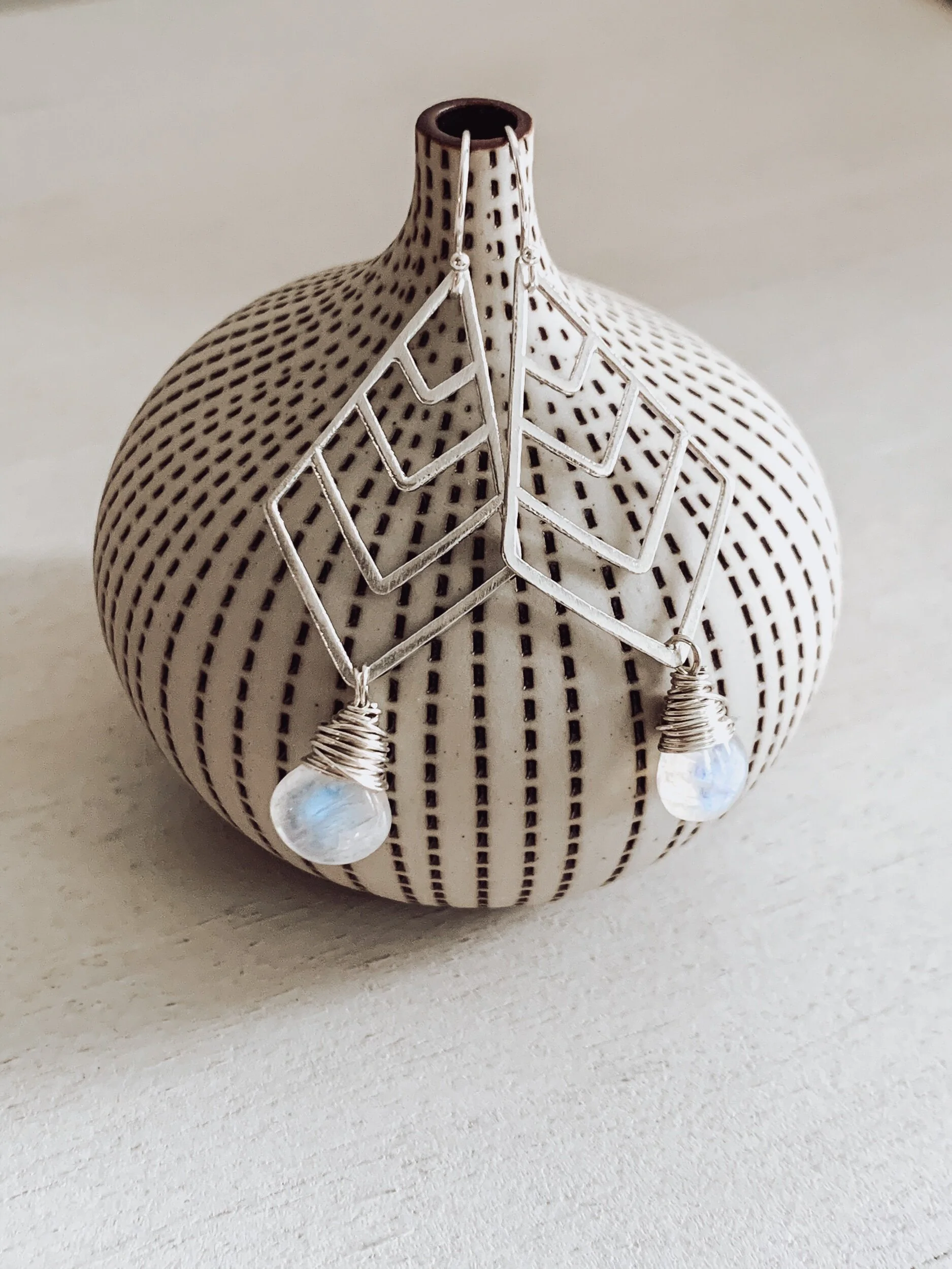 long boho moonstone earrings