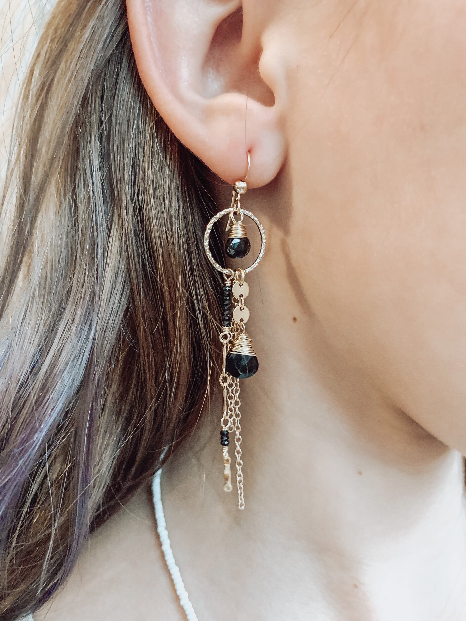 Bohemian flowy circle earrings